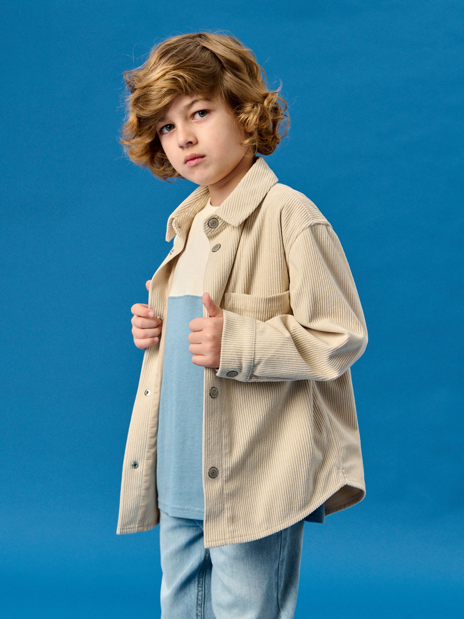 Sinsay - Koszula sztruksowa z kieszenią - kremowy