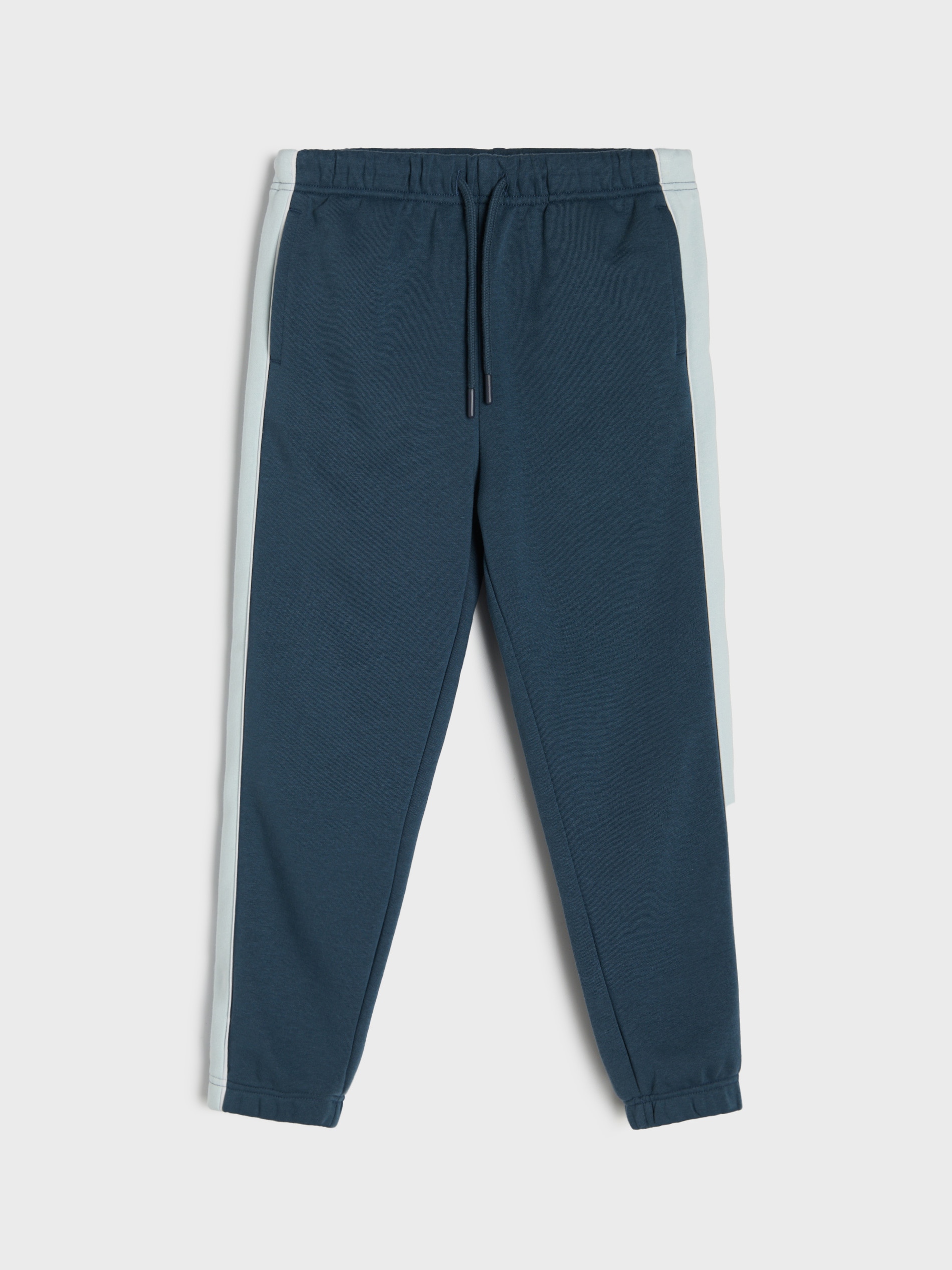 Sinsay - Spodnie dresowe jogger z lampasami - granatowy