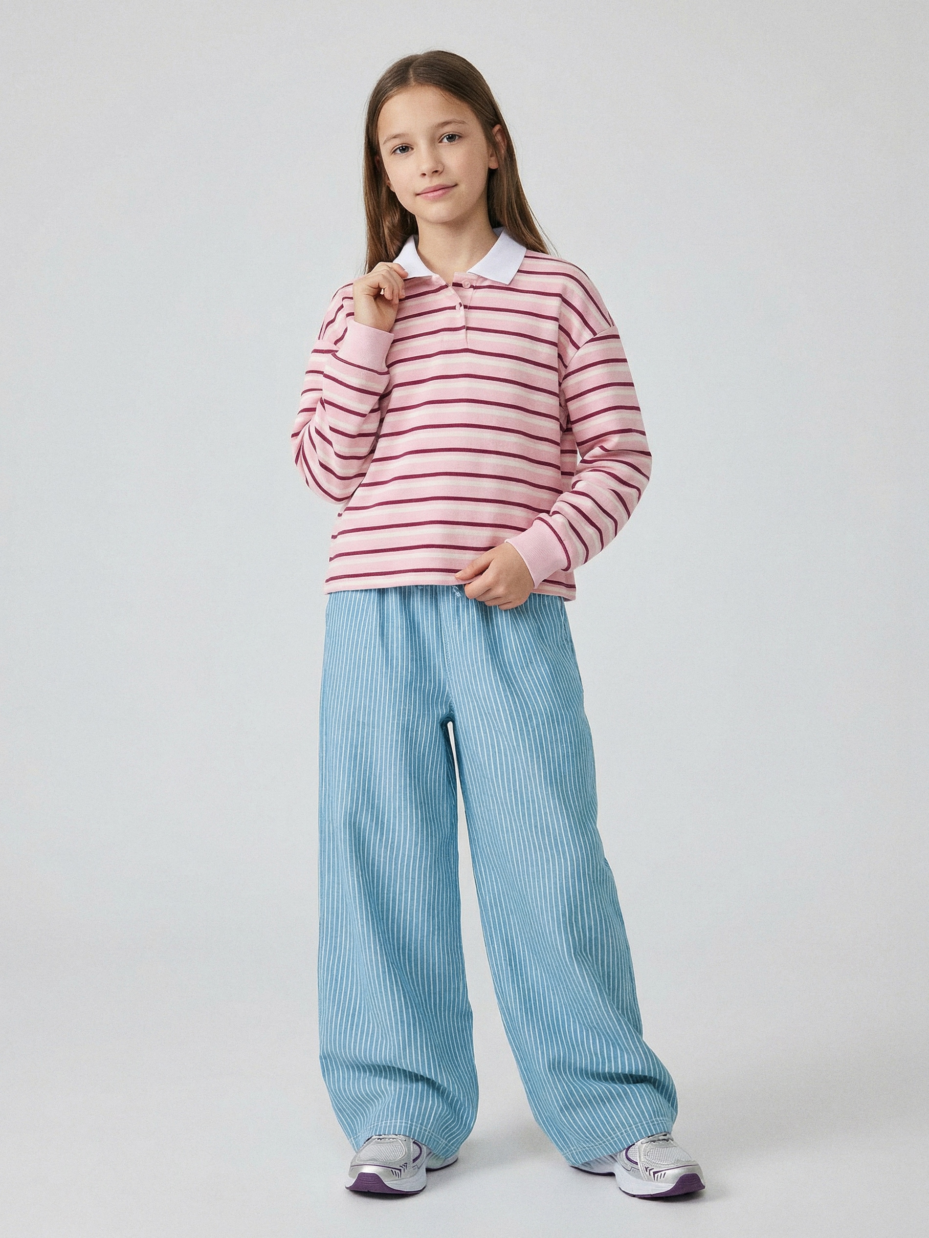 Sinsay - Jeansy wide leg w paski - wielobarwny