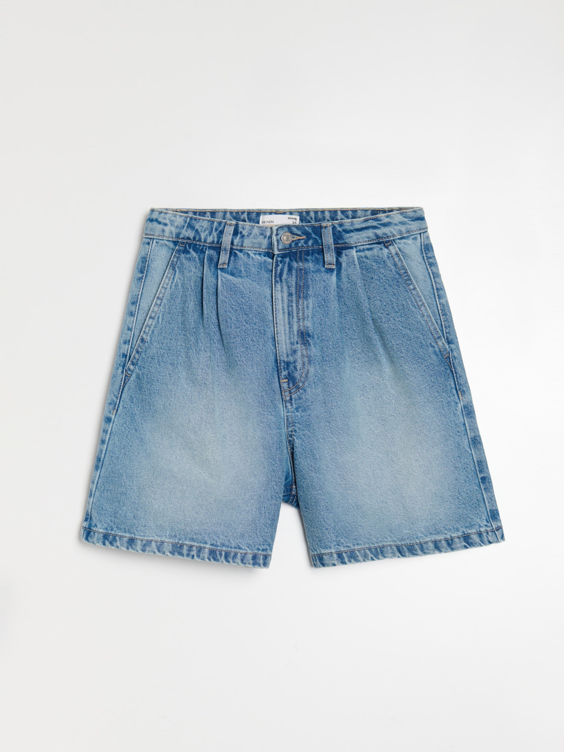 Sinsay - Jeansowe szorty mom fit - niebieski