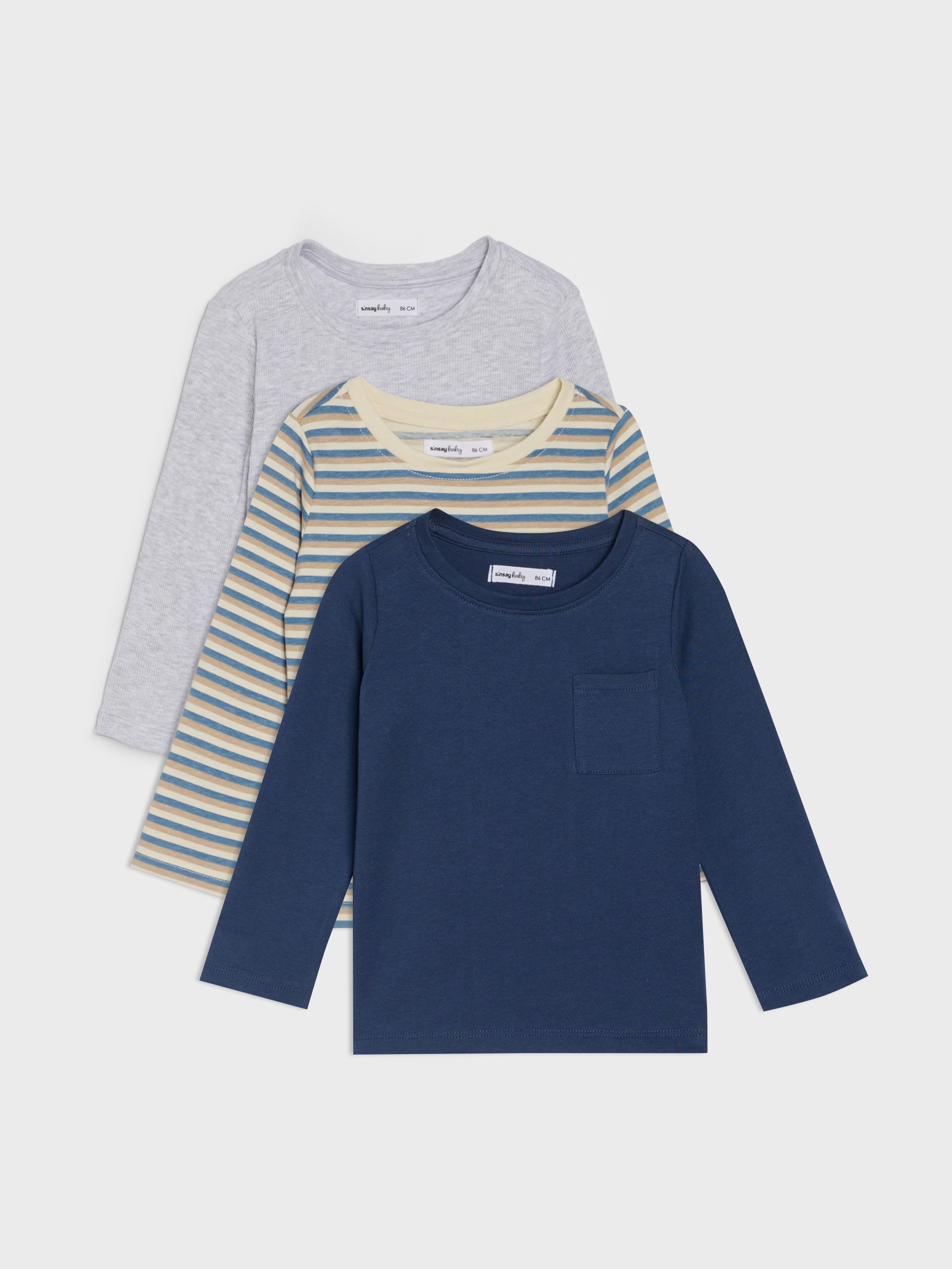 Sinsay - Bawełniane koszulki 3 pack - wielobarwny