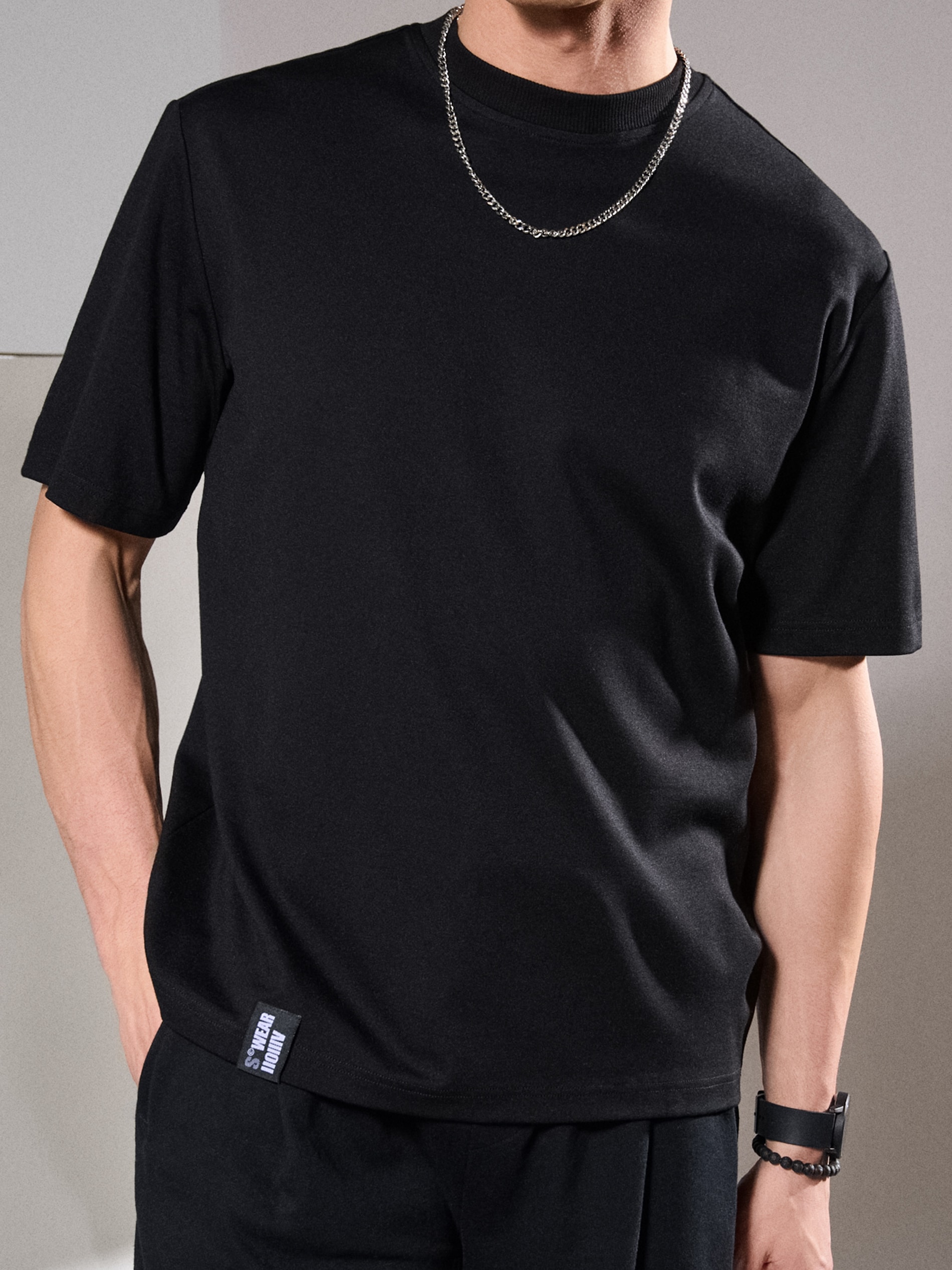 Sinsay - Bluza z krótkim rękawem - czarny