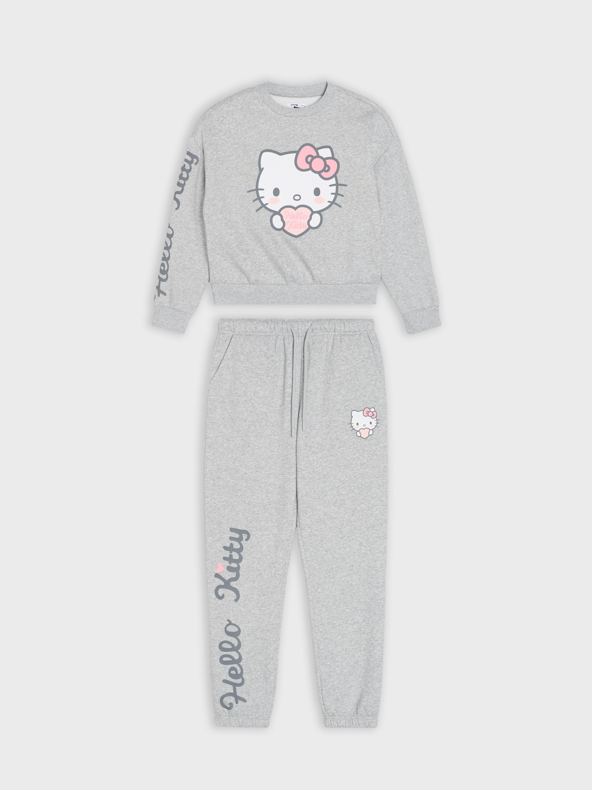 Sinsay - Bawełniany komplet: bluza i spodnie Hello Kitty - szary