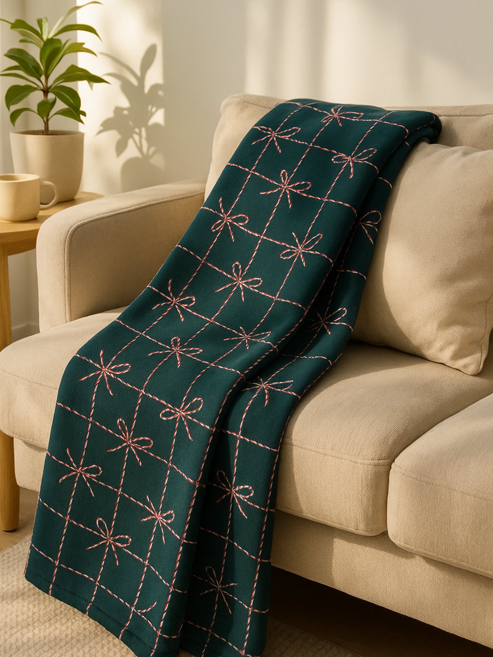 Sinsay - Κουβέρτα με χριστουγεννιάτικο σχέδιο - πρασινο φωτογραφία