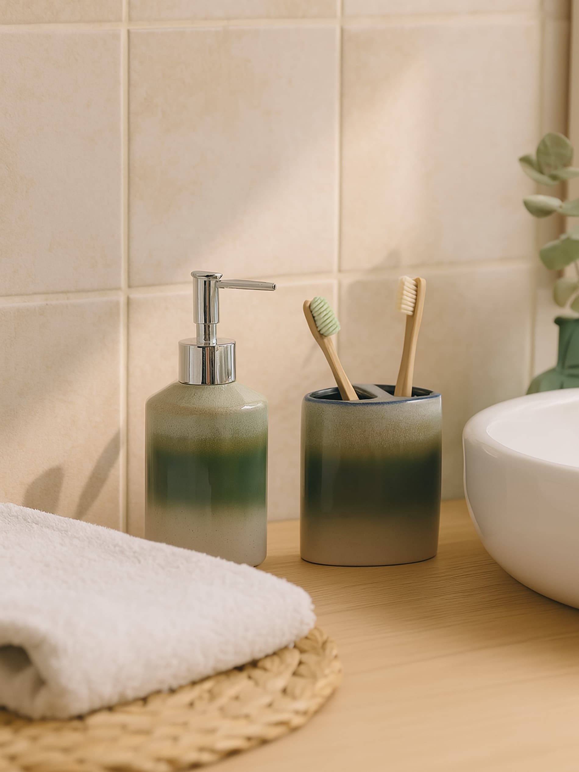 Sinsay - Σετ μπάνιου - καφετι πρασινο φωτογραφία