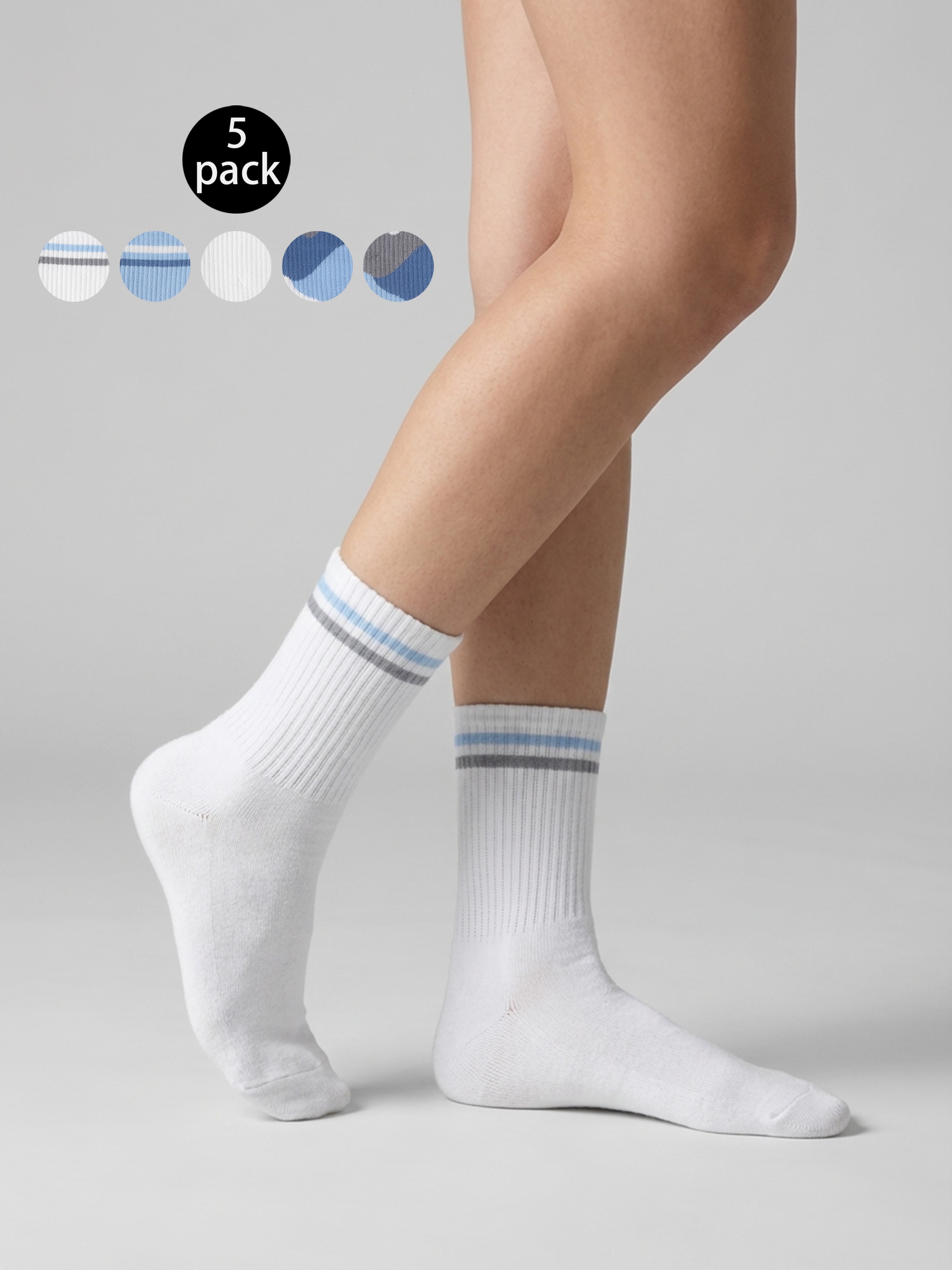 Sinsay - Zestaw skarpetek z paskami i kolorowymi panelami 5 pack - wielobarwny