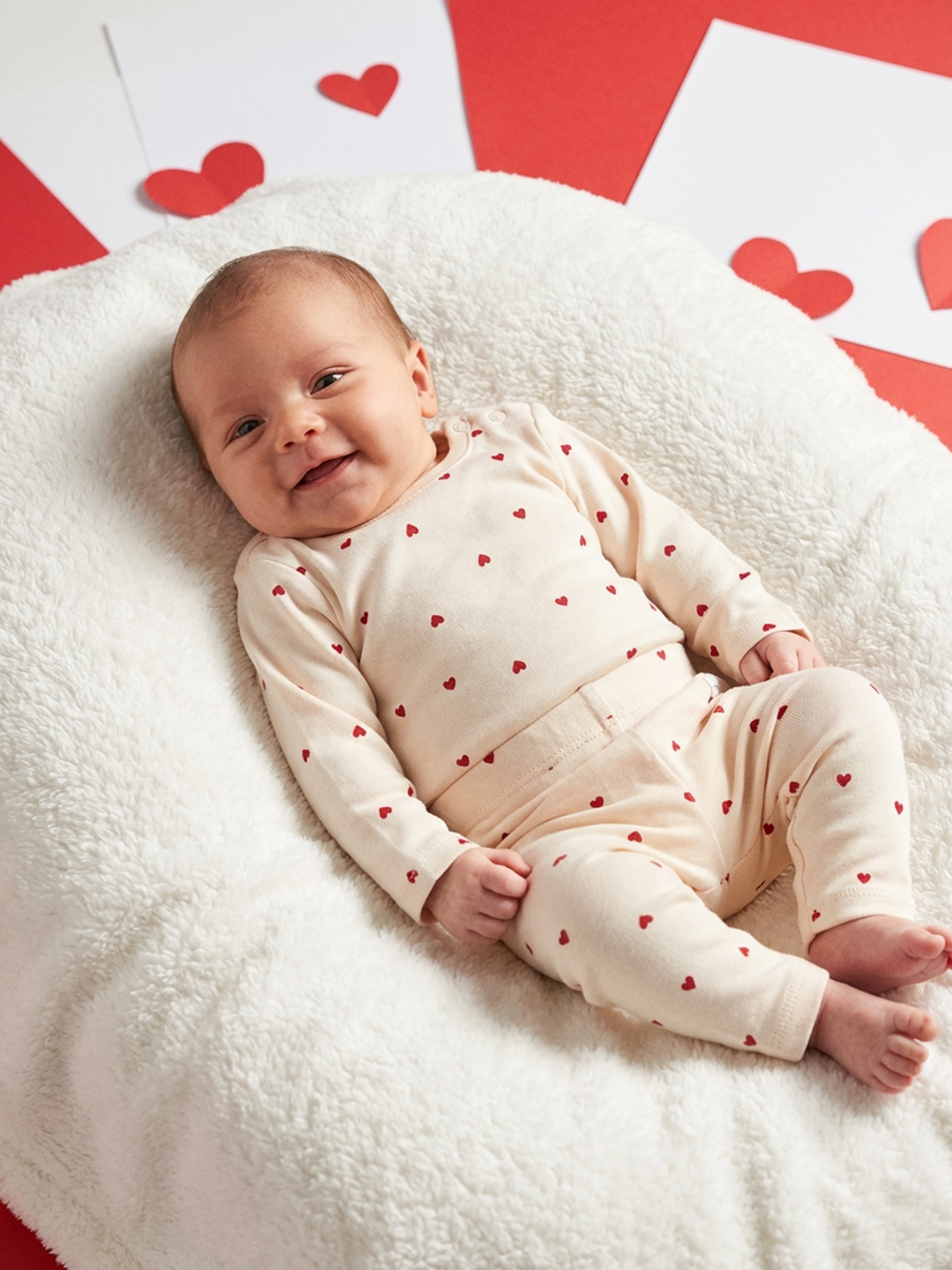 Sinsay - Bawełniany komplet: body i spodnie - kremowy