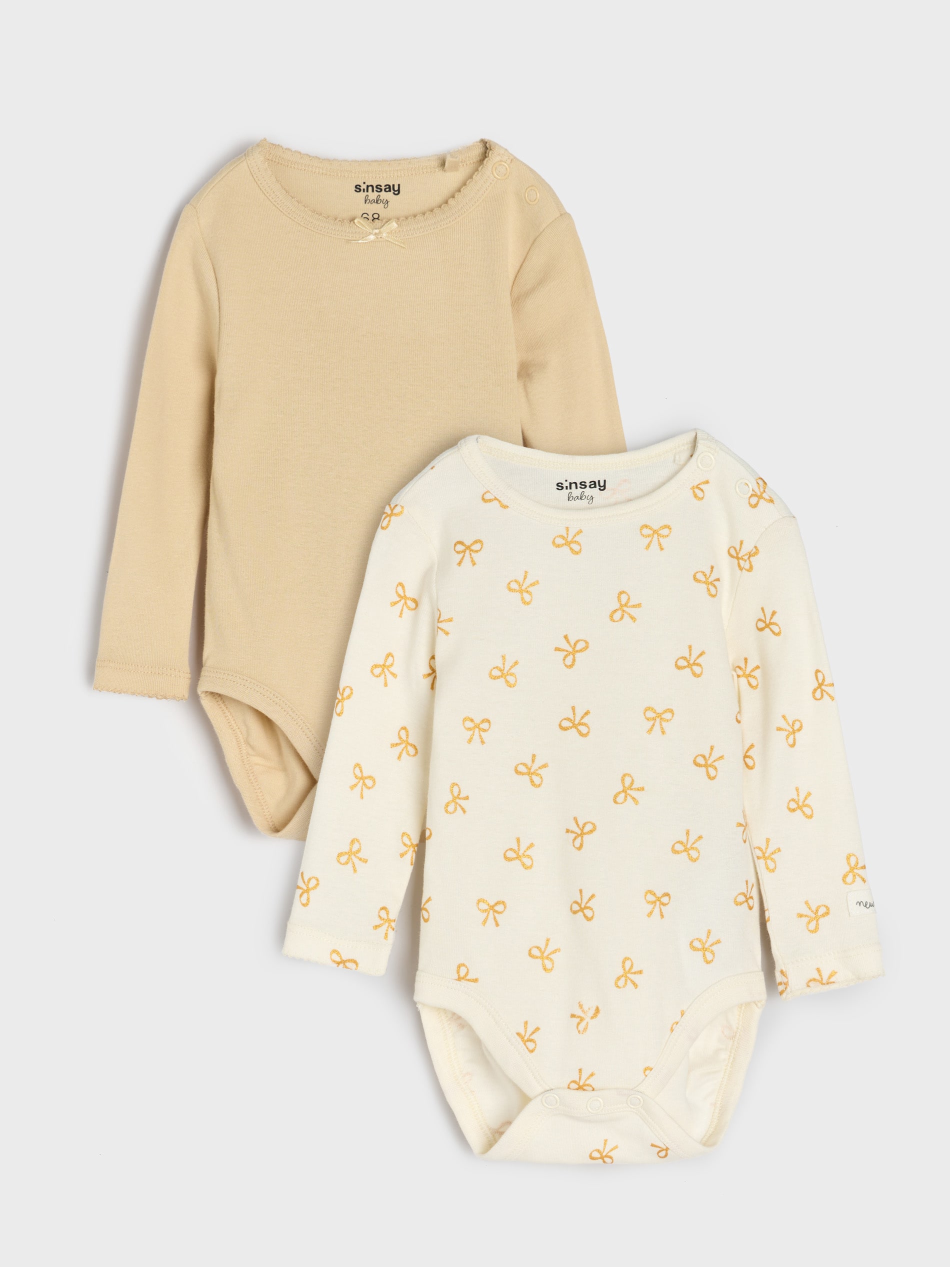 Sinsay - Σετ με 2 βαμβακερά κορμάκια - κρεμ φωτογραφία