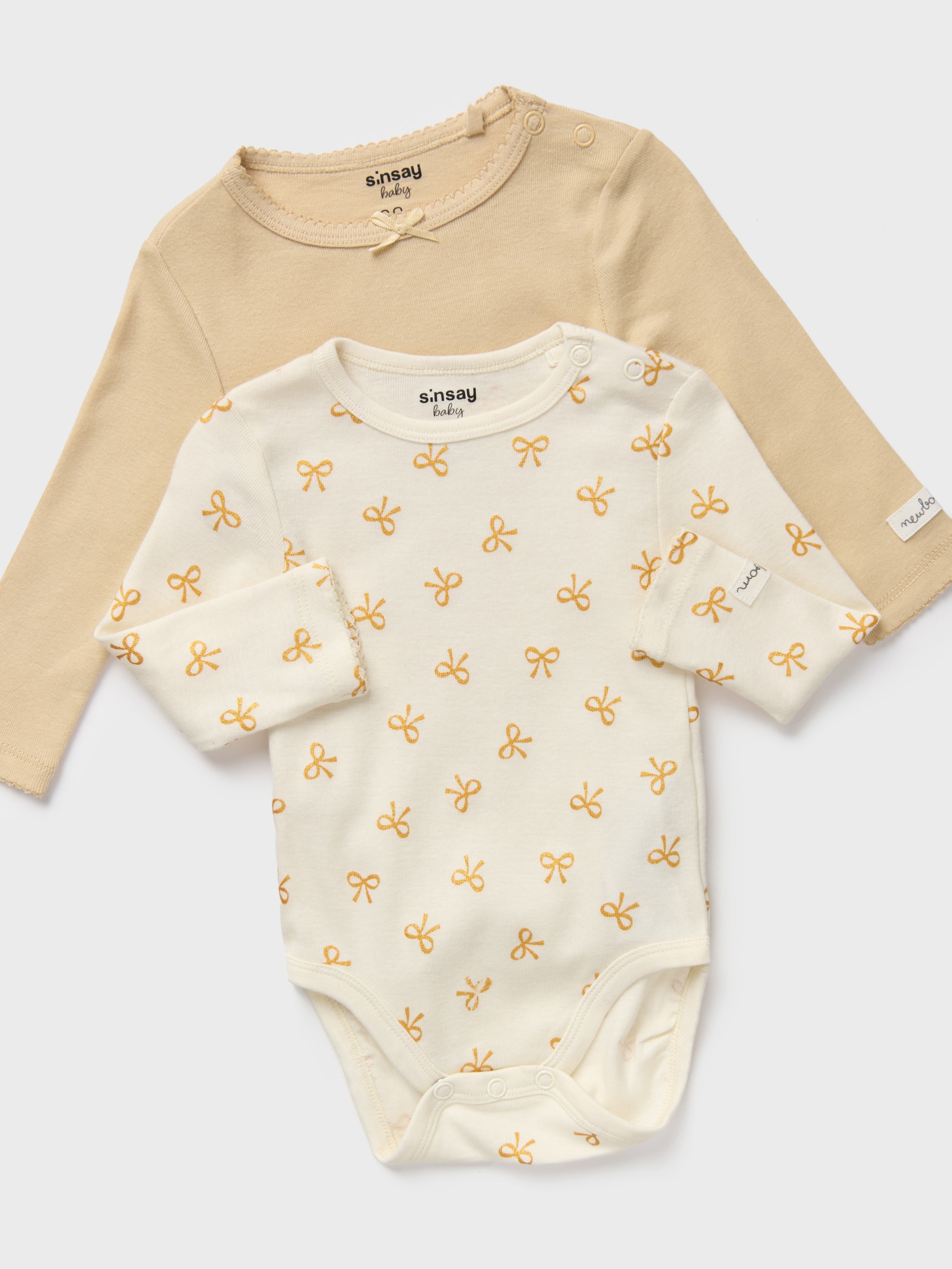 Sinsay - Σετ με 2 βαμβακερά κορμάκια - κρεμ φωτογραφία