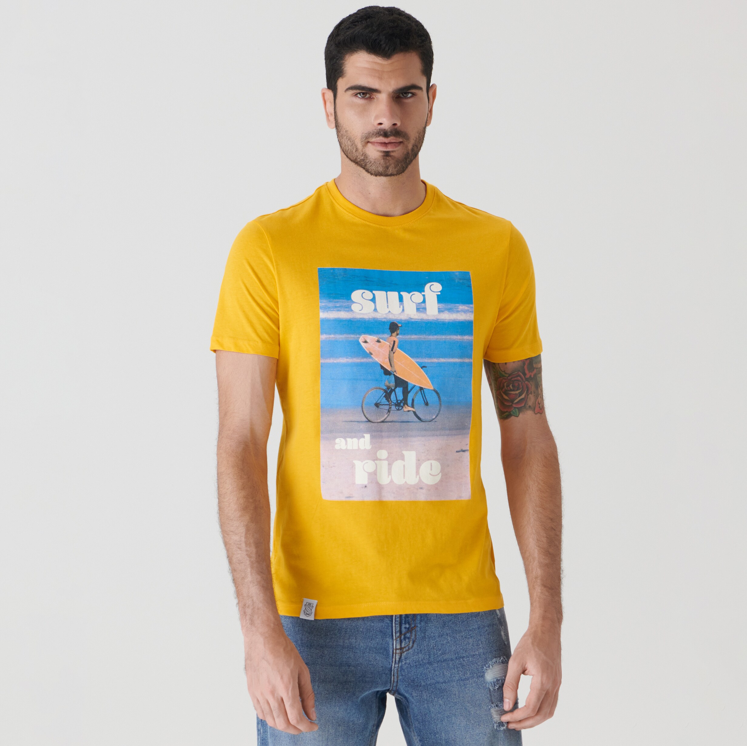 Sinsay - Tricou cu imprimeu - Oranj