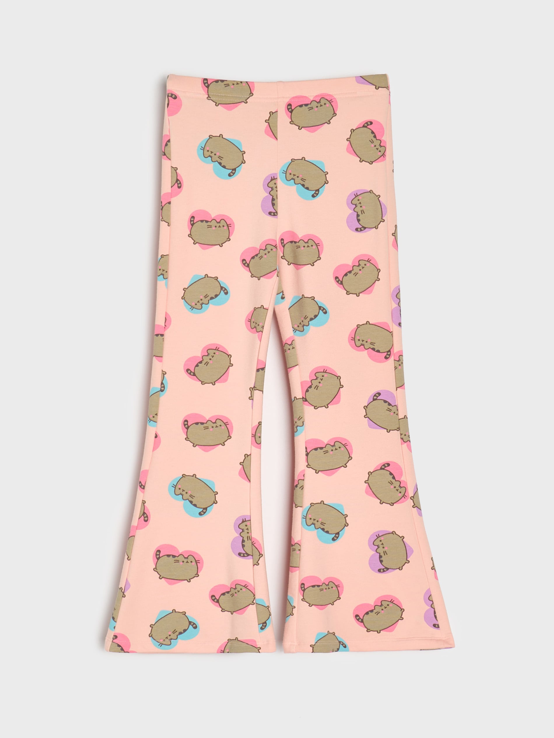 Sinsay - Spodnie flare ze wzorem Pusheen The Cat - różowy