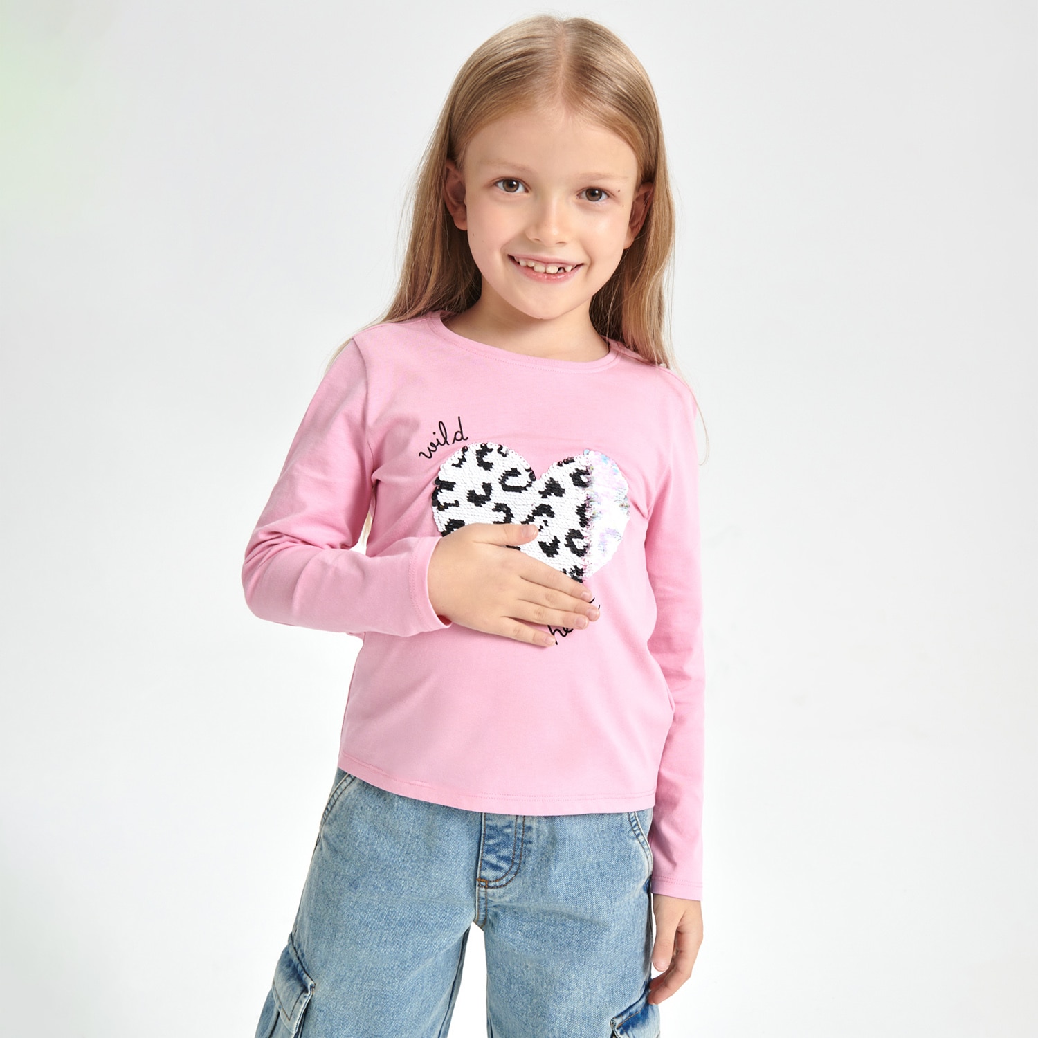 E-shop Sinsay - Tričko s dlhými rukávmi a potlačou - Ružová