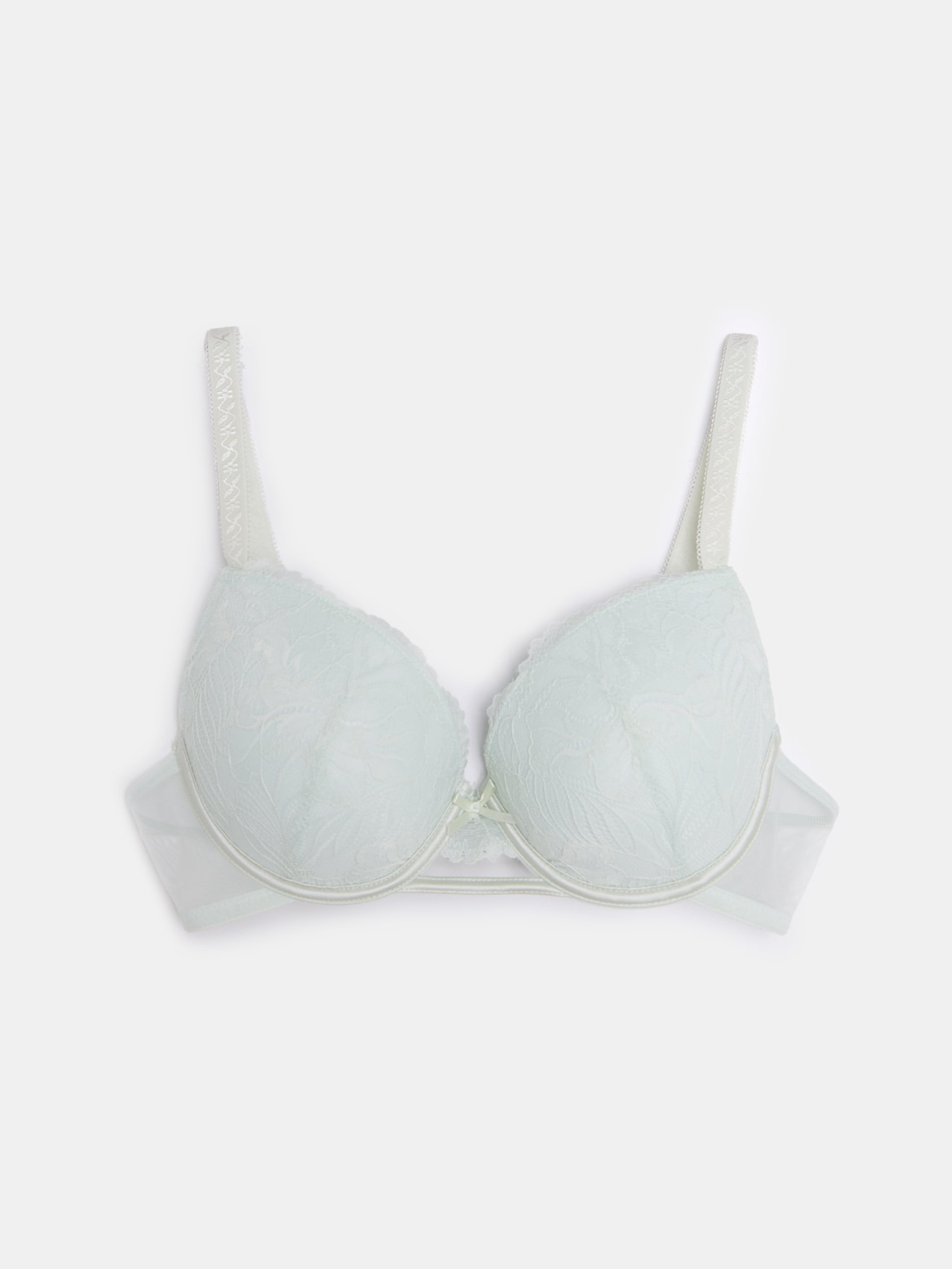 Sinsay - Koronkowy biustonosz push-up - błękitny