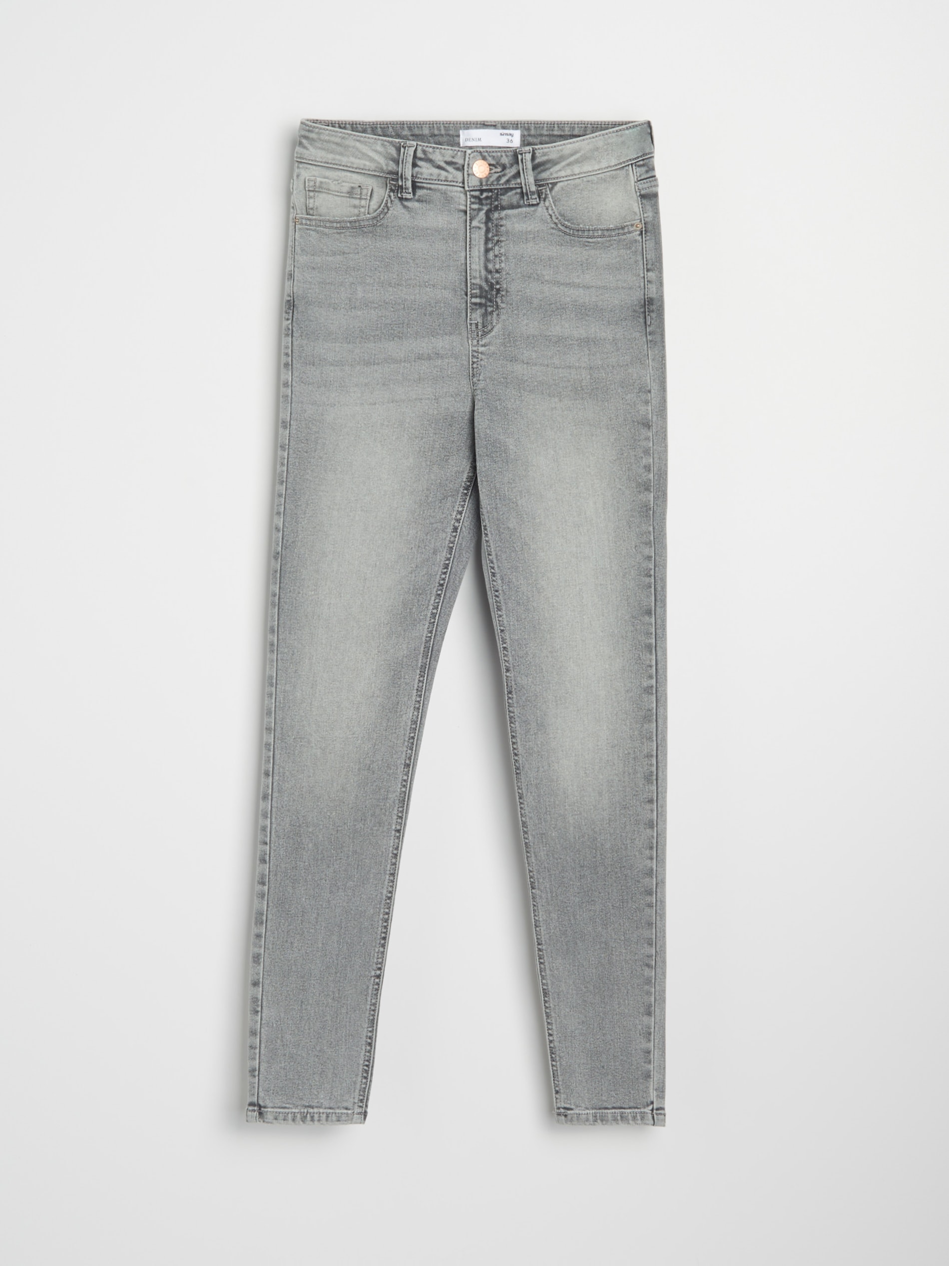 Sinsay - Spodnie jeansowe skinny - szary