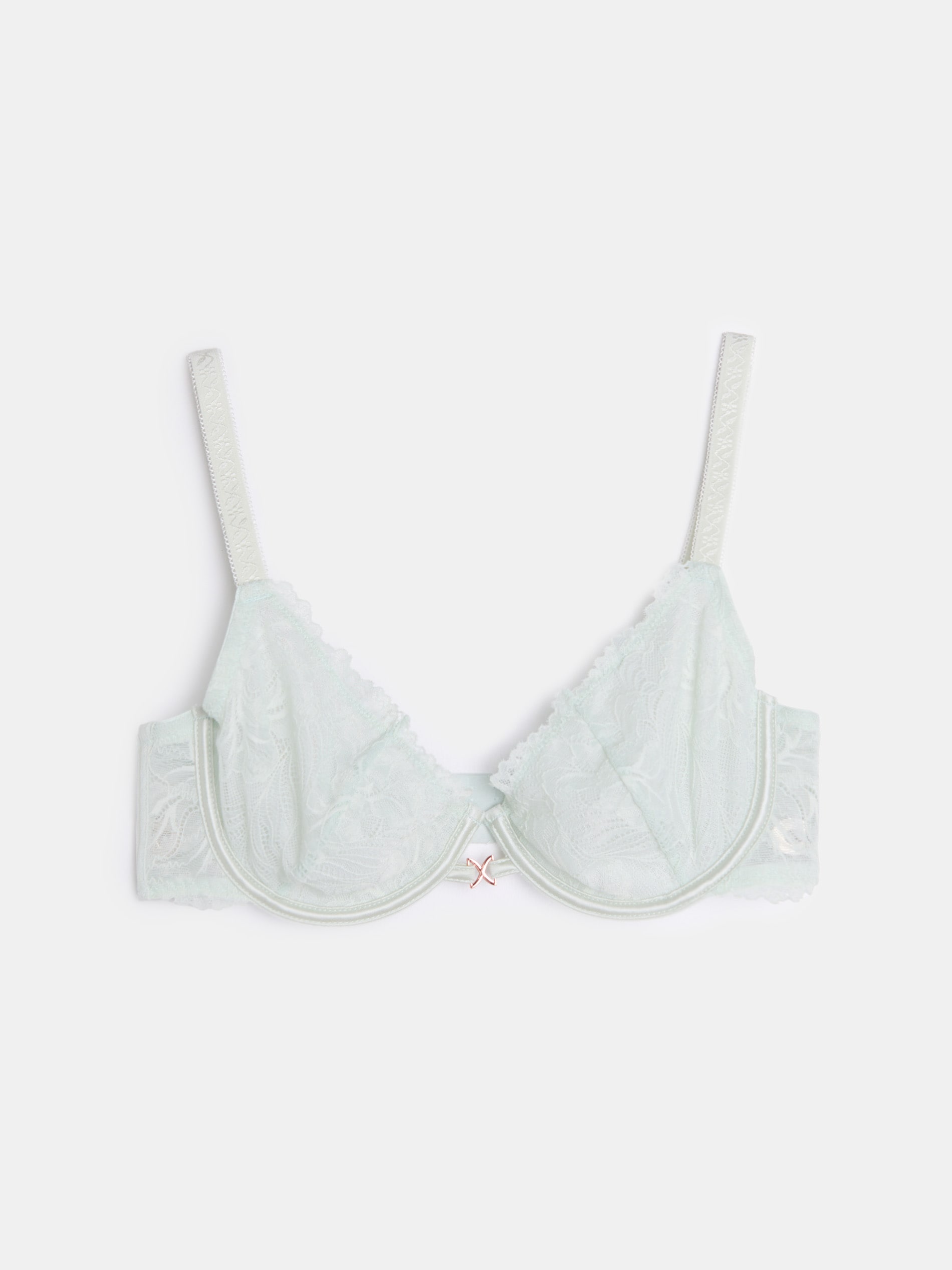 Sinsay - Koronkowy miękki biustonosz z fiszbiną - błękitny