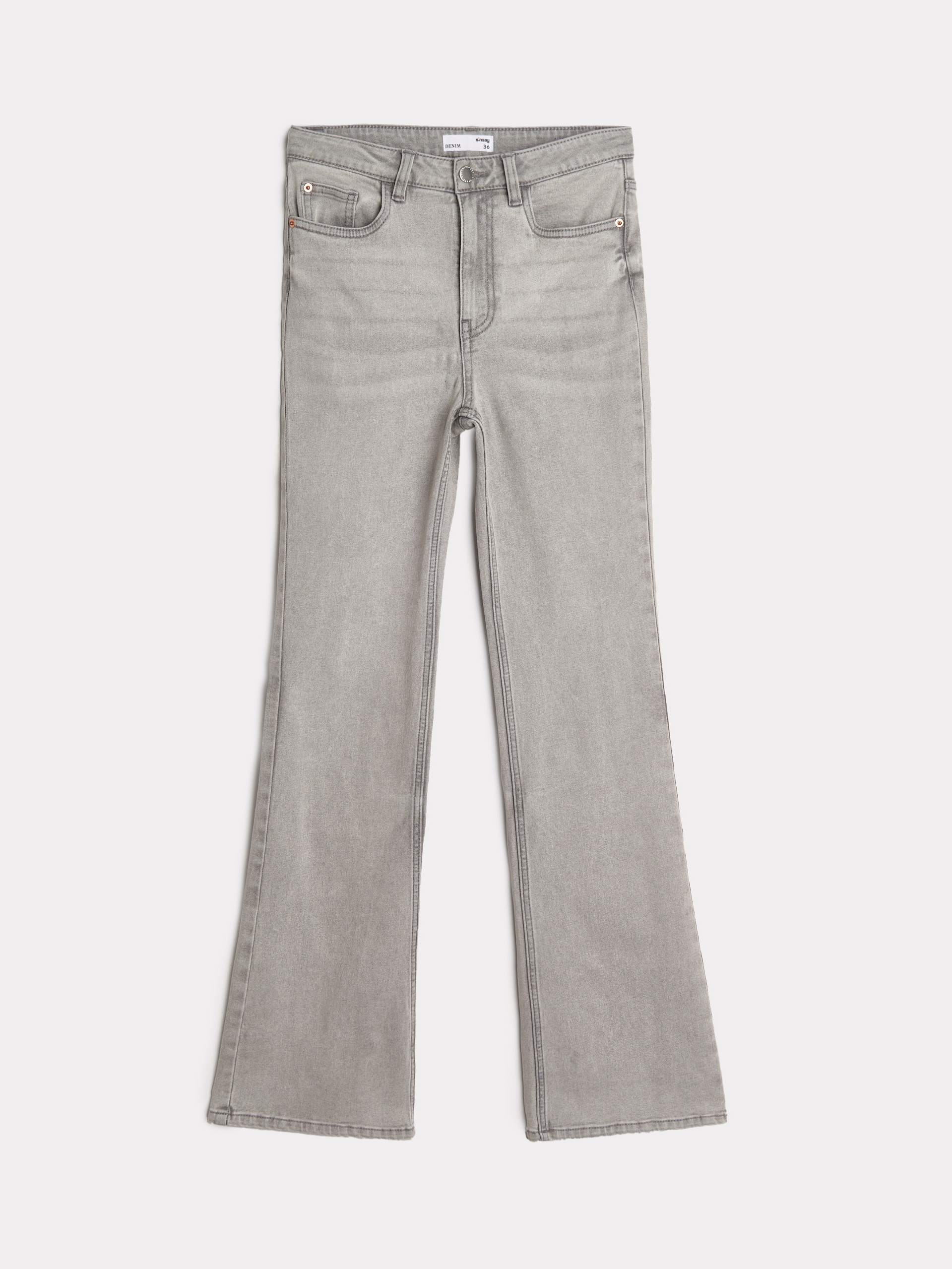 Sinsay - Jeansy flare mid waist - szary