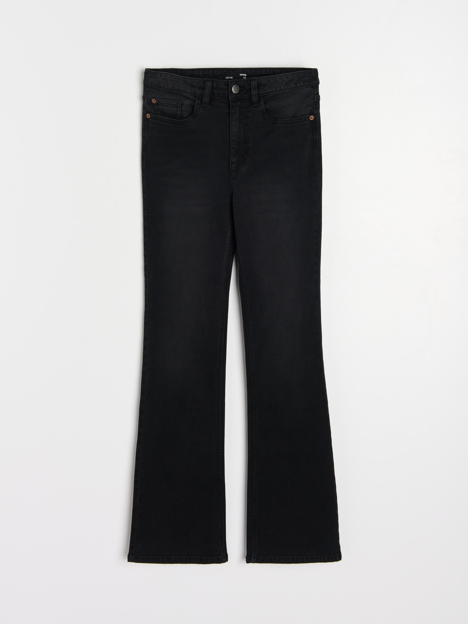 Sinsay - Jeansy flare mid waist - czarny
