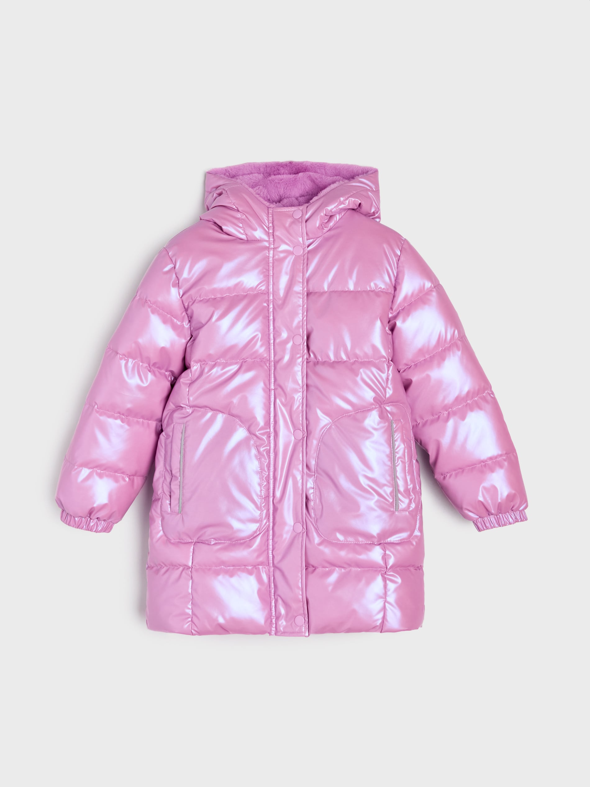 Sinsay - Ραμμένο παλτό με τεχνητό χνούδι - ροζ παστελ φωτογραφία