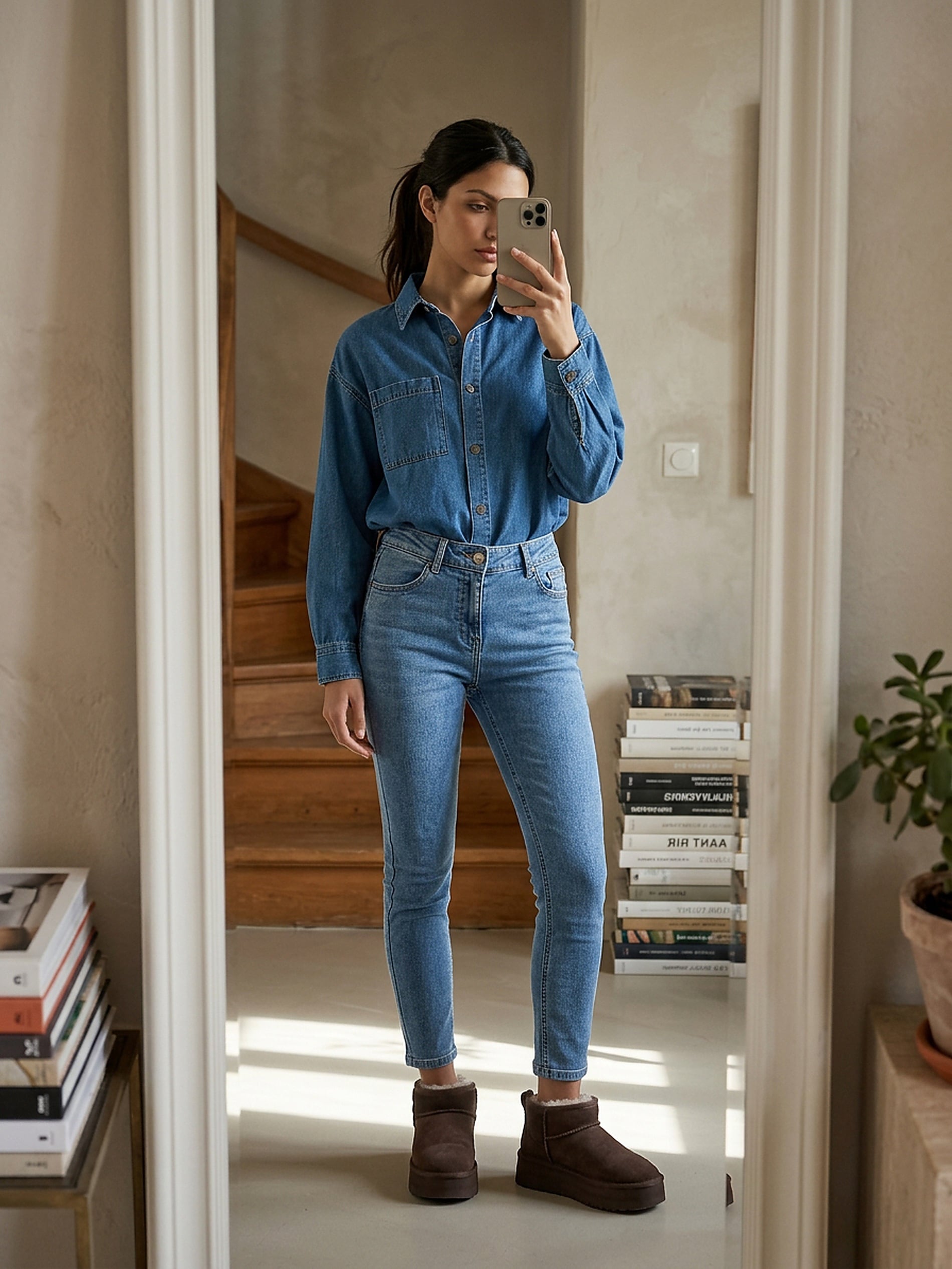 Damskie niebieskie jeansy skinny, casualowy styl z kieszeniami z przodu i tyłu, idealne na co dzień