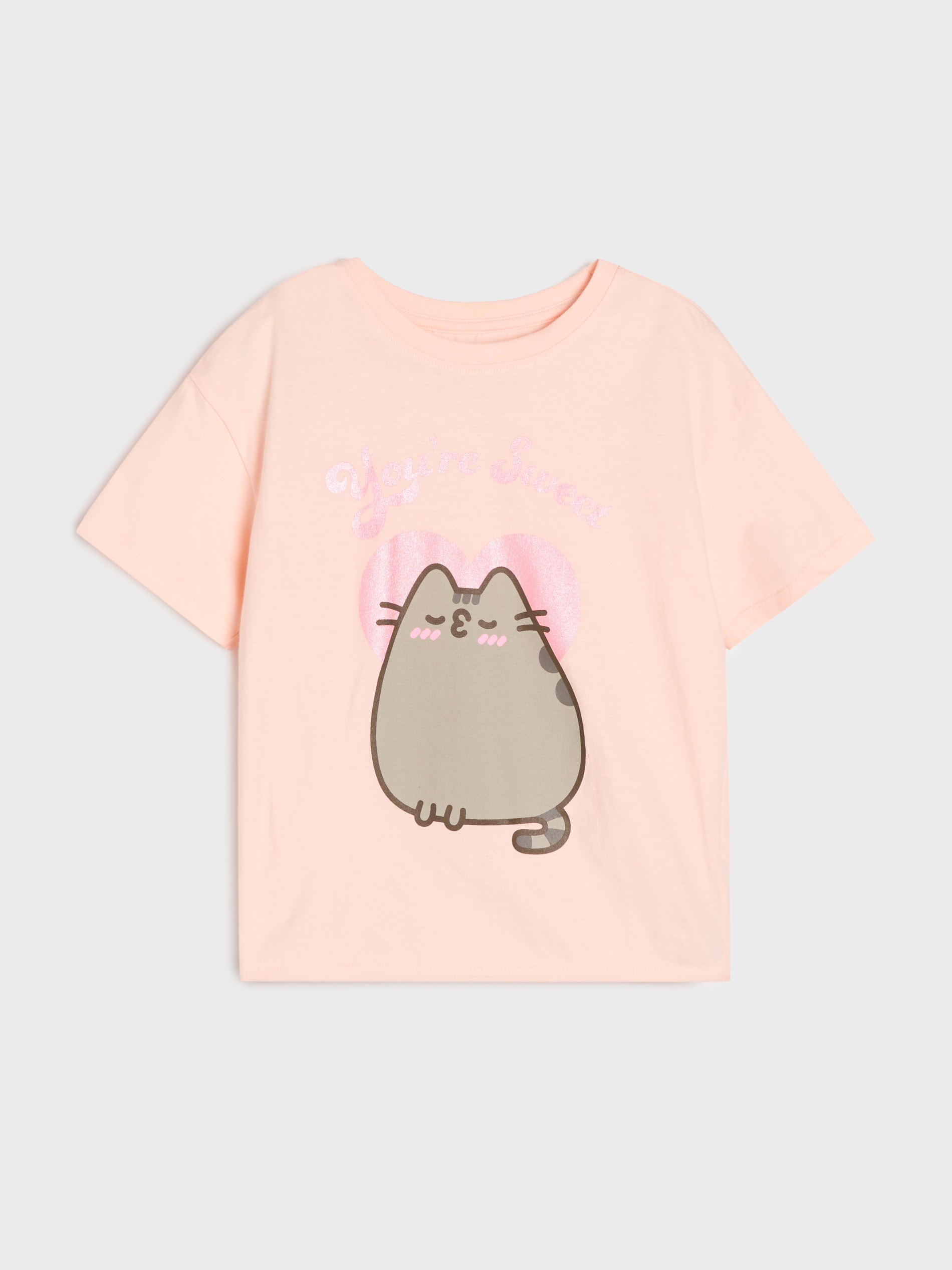 Sinsay - Bawełniana koszulka z nadrukiem Pusheen the Cat - różowy