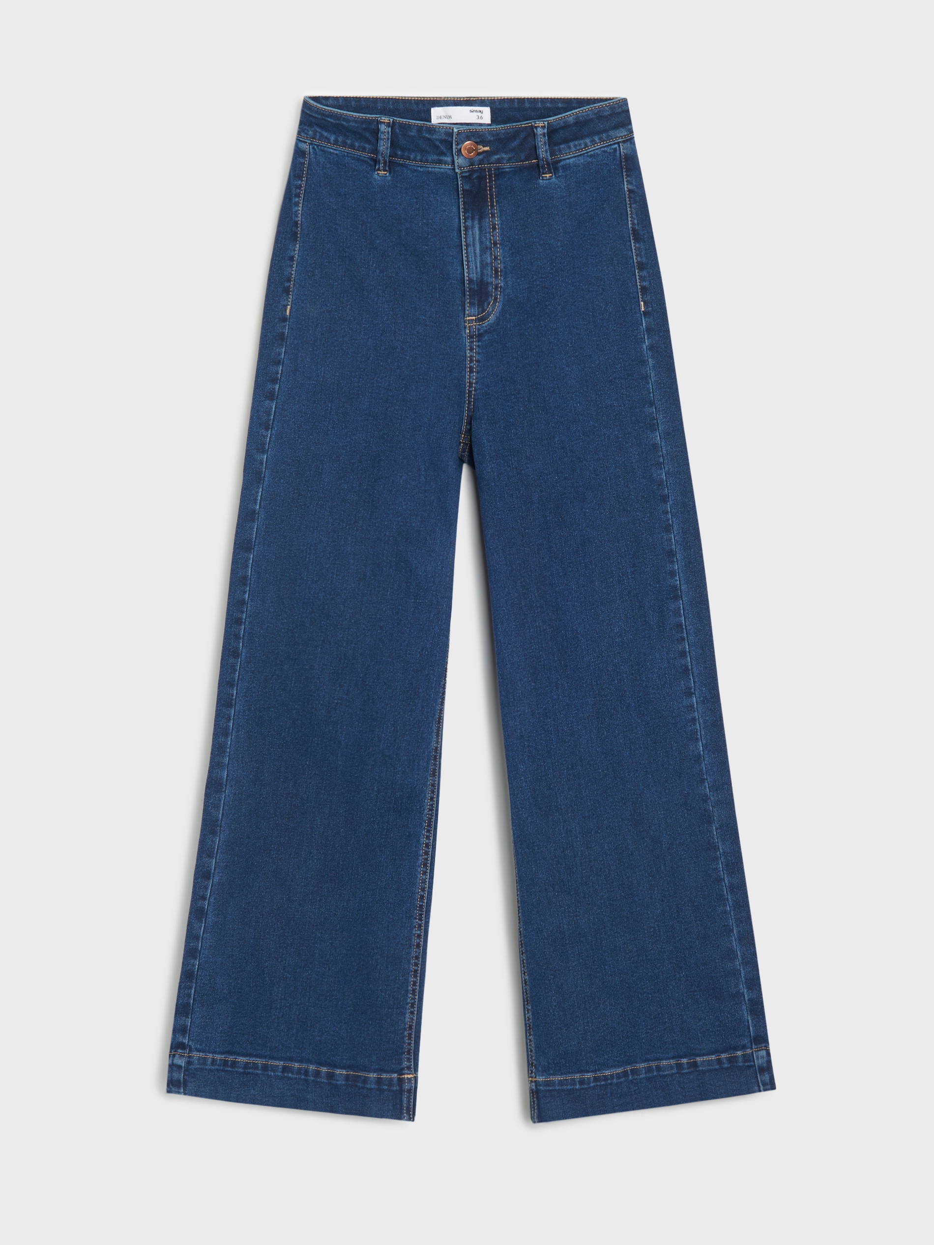 Sinsay - Jeansy culotte z wysokim stanem - niebieski