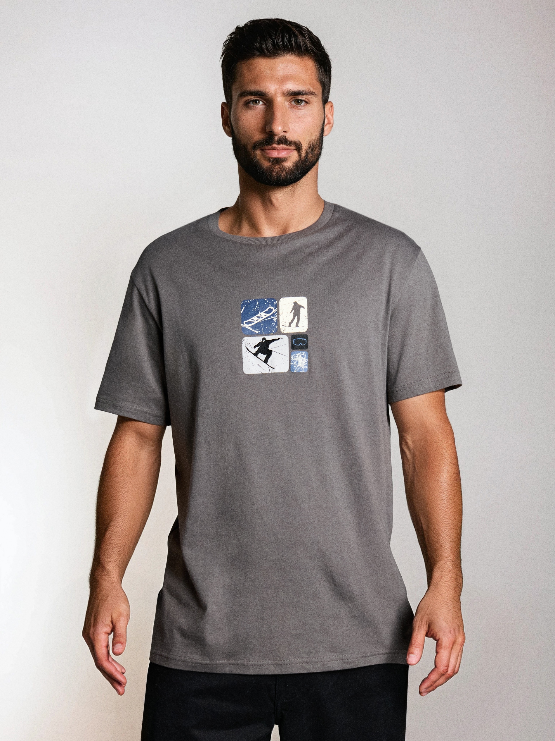 Sinsay - Βαμβακερό μπλουζάκι με στάμπα - σκουρο γκρι φωτογραφία