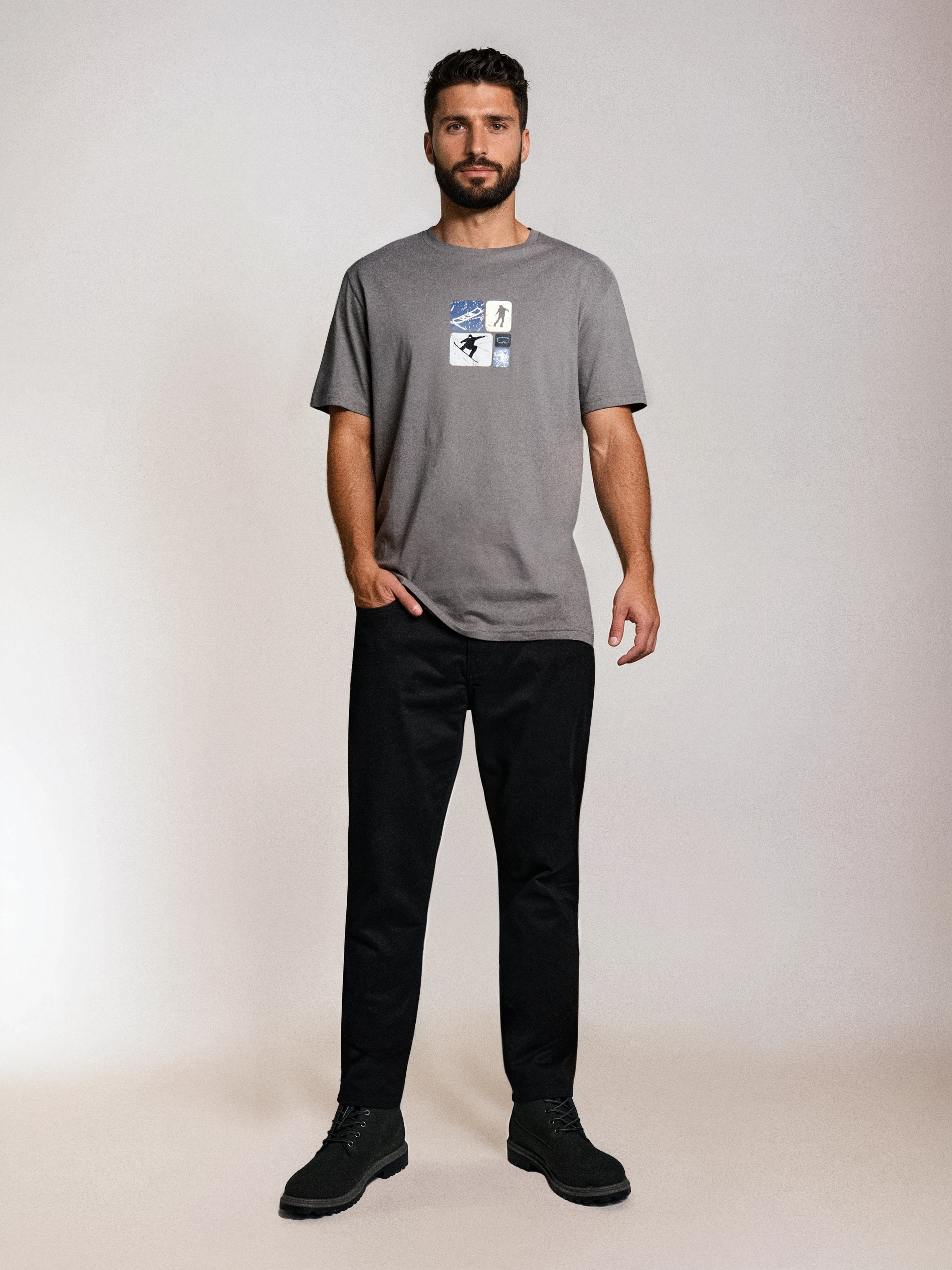 Sinsay - Βαμβακερό μπλουζάκι με στάμπα - σκουρο γκρι φωτογραφία