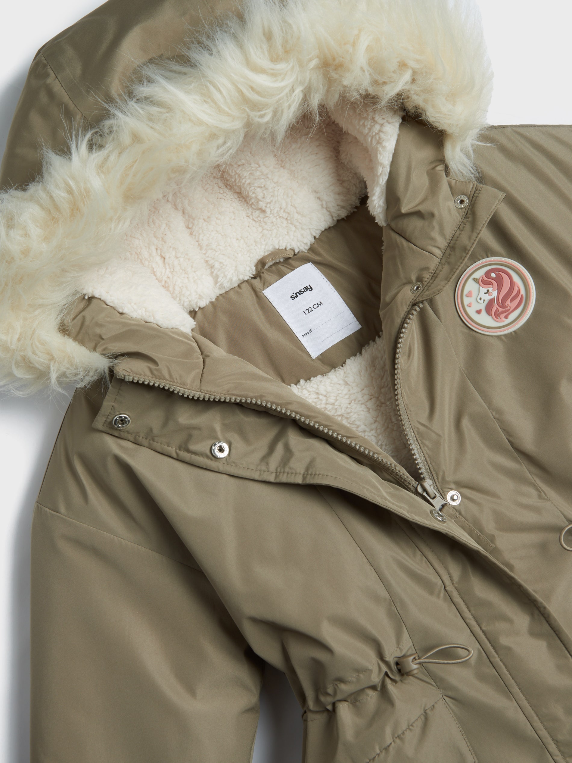 Sinsay - Μπουφάν με τεχνητό γούνινο - χακί φωτογραφία