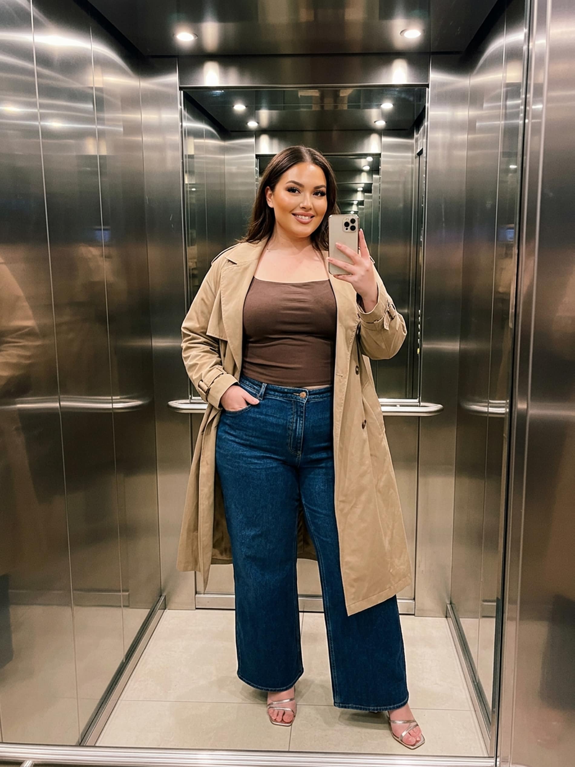 Sinsay - Jeansy wide leg Plus Size - granatowy