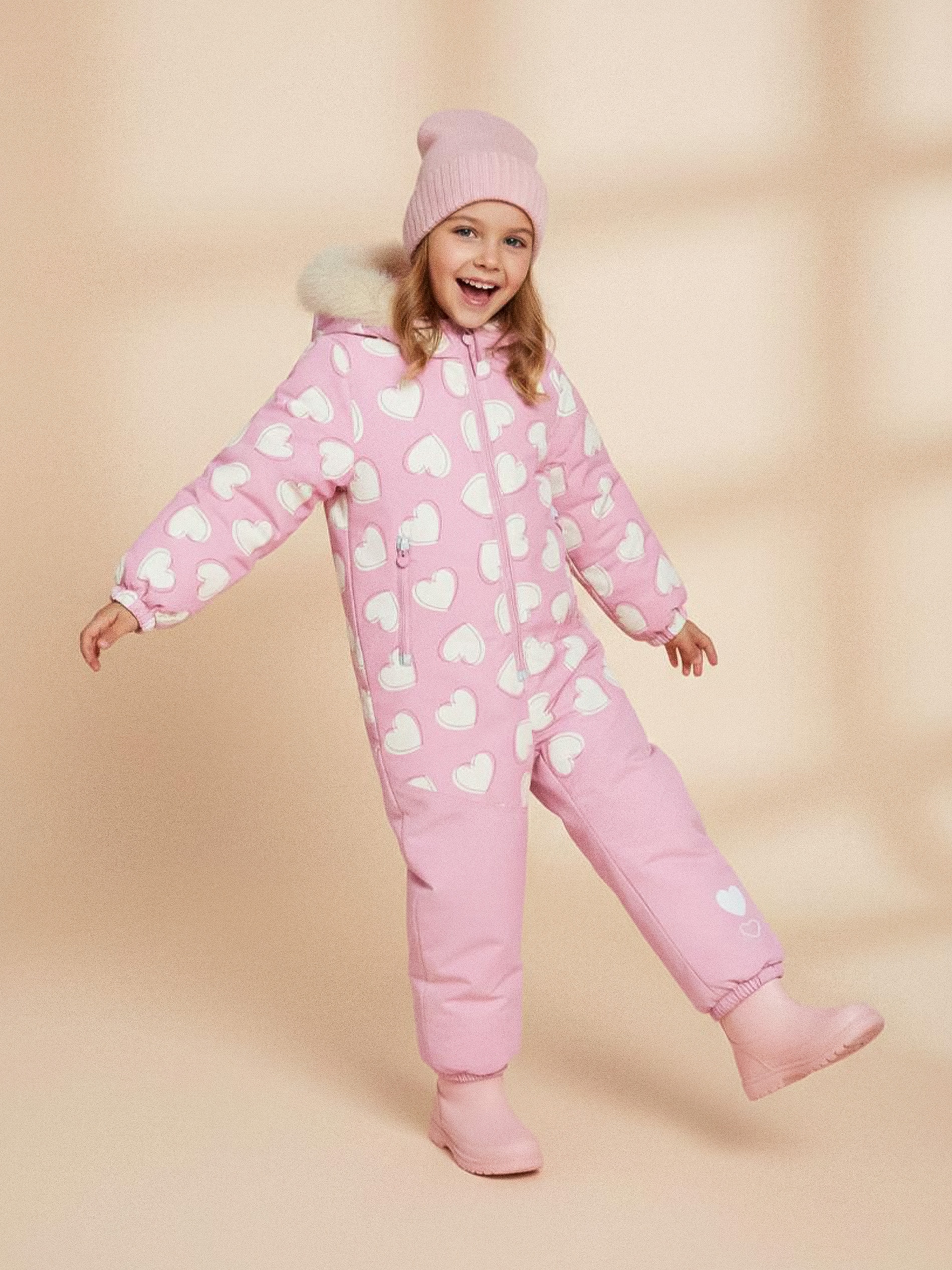 Sinsay - Kombinezon z kapturem ze wzorem w serca - różowy