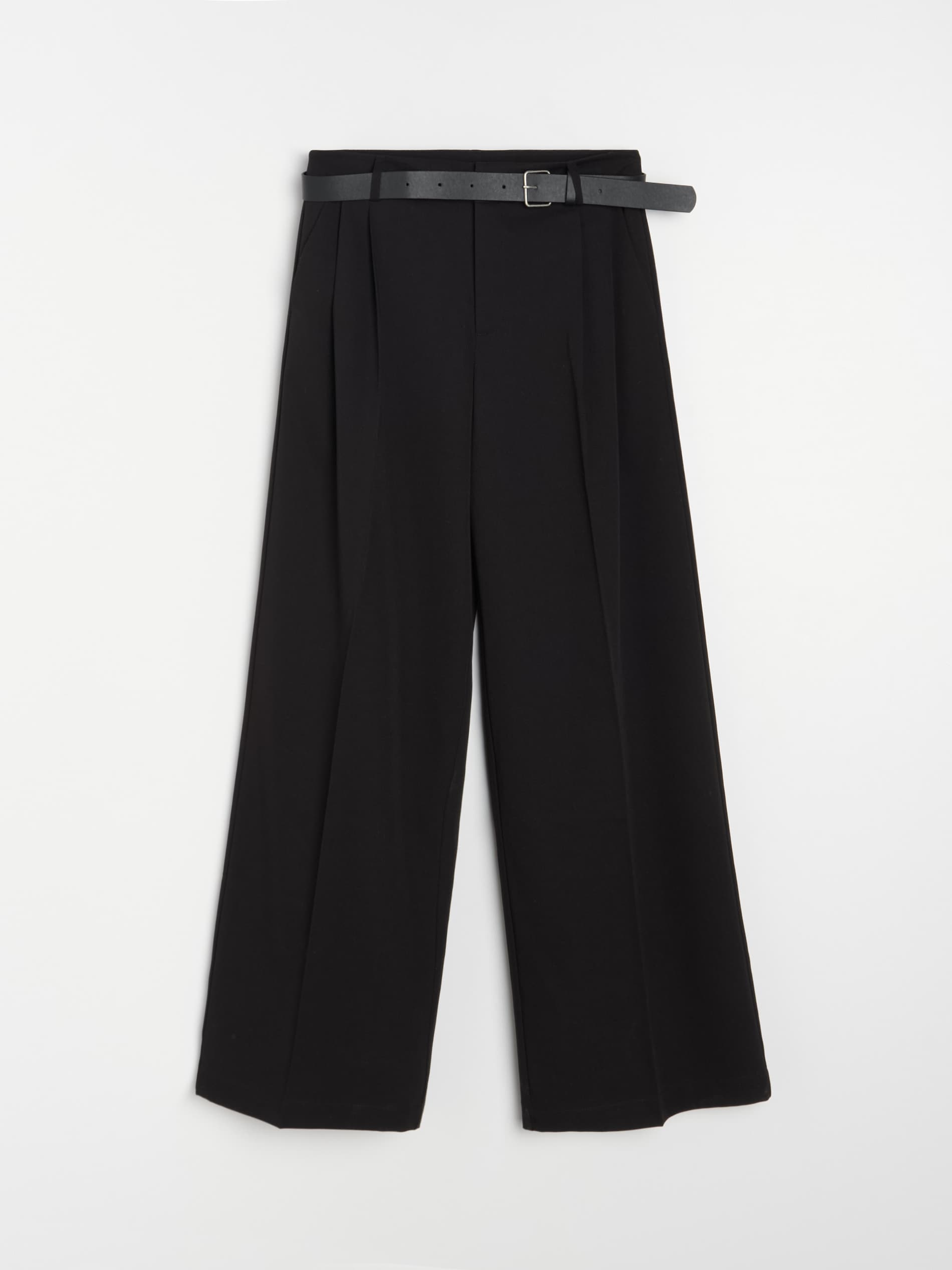 Sinsay - Spodnie wide leg z paskiem - czarny