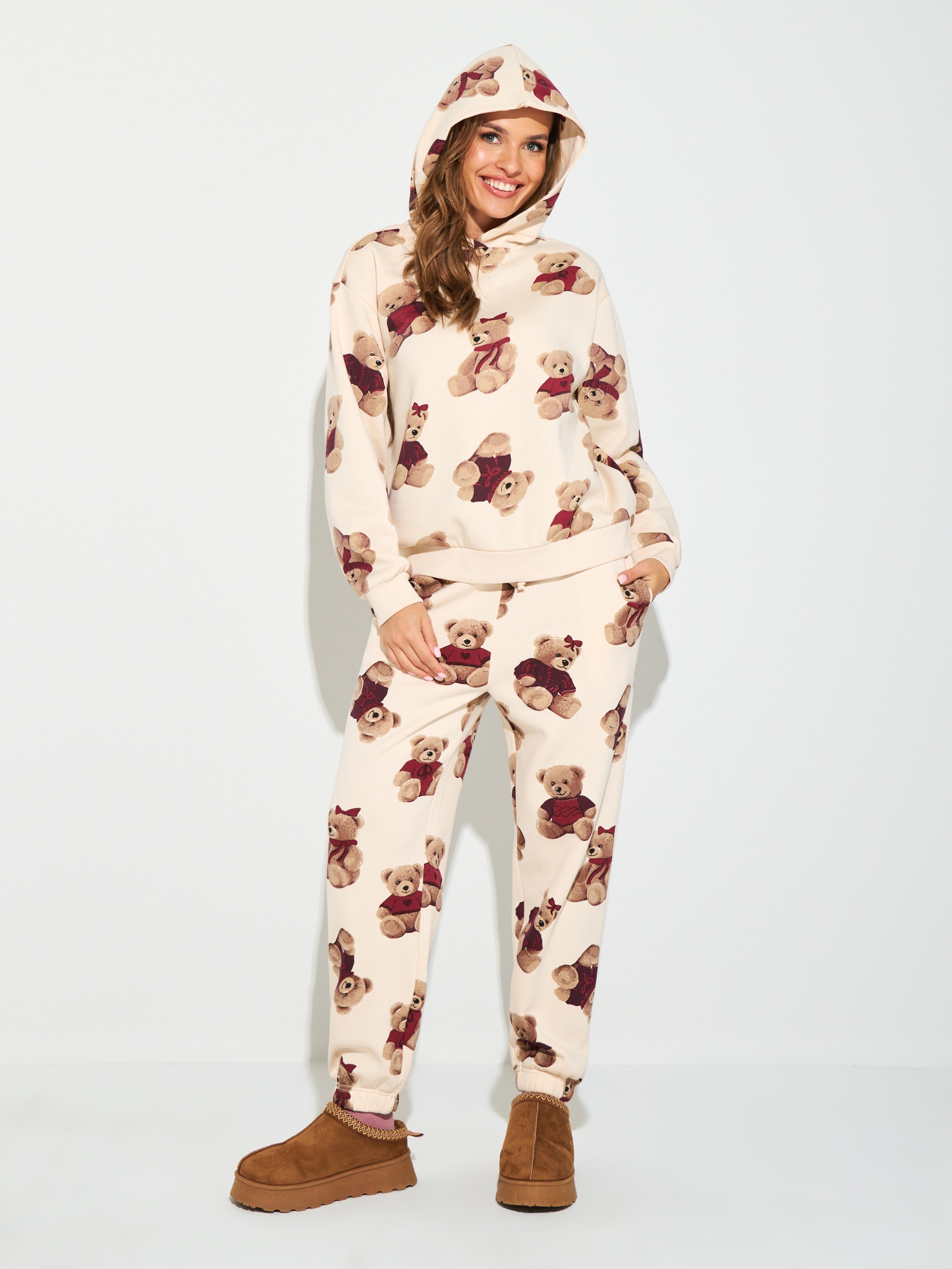 Sinsay - Φούτερ με κουκούλα - κρεμ φωτογραφία