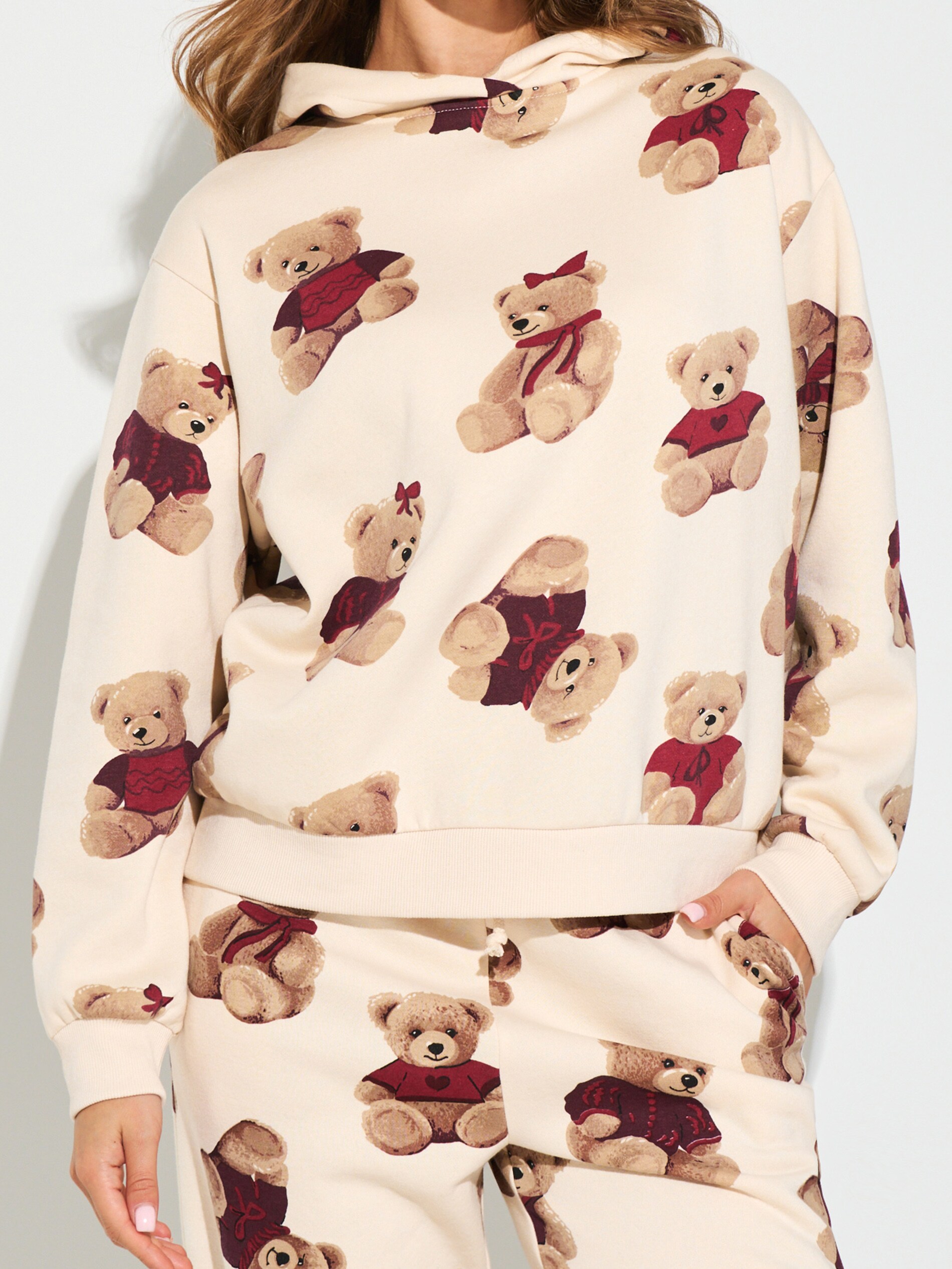 Sinsay - Φούτερ με κουκούλα - κρεμ φωτογραφία