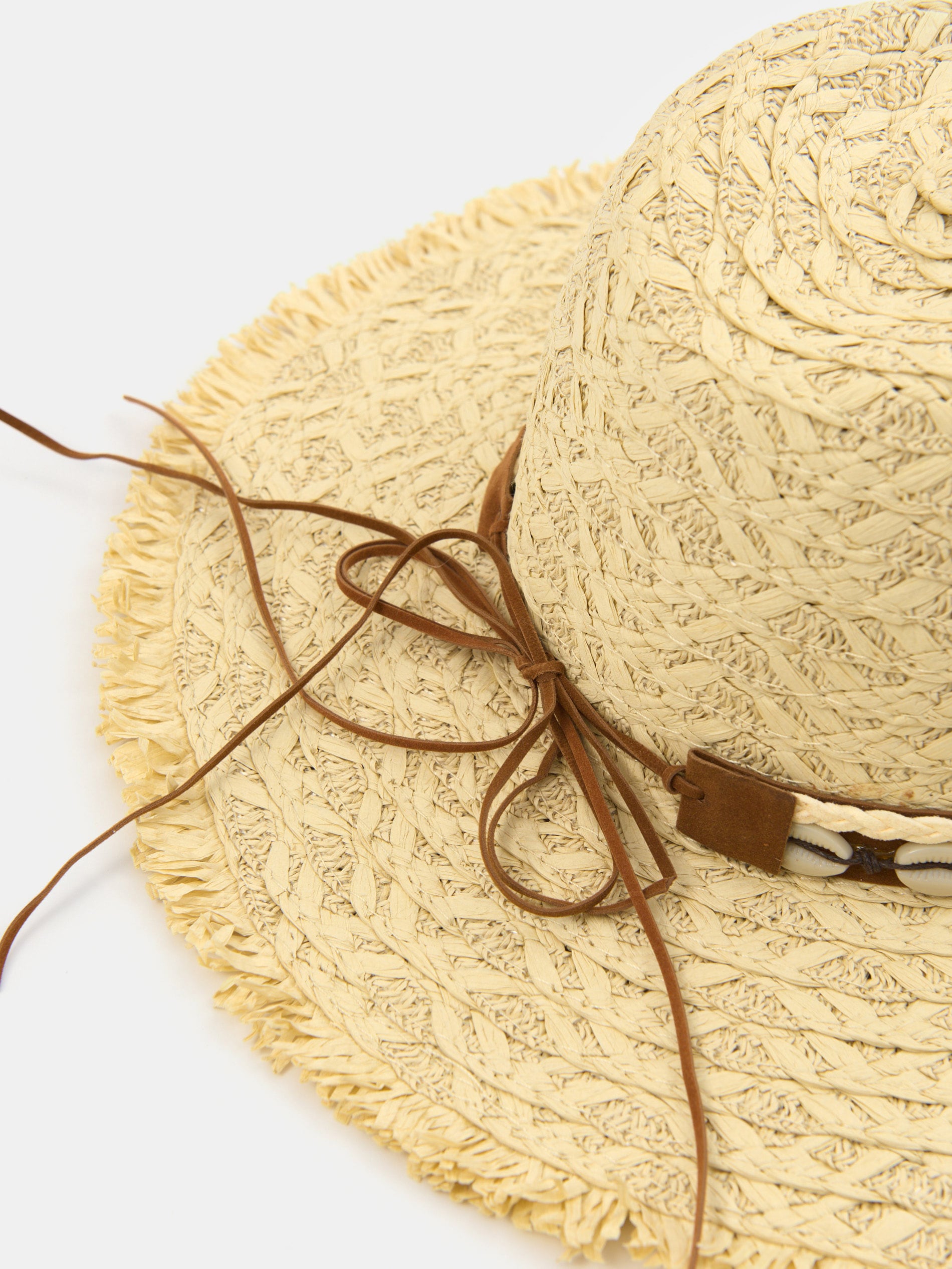 Sinsay - Ψάθινο καπέλο με ξέφτια στο γείσο - κρεμ φωτογραφία