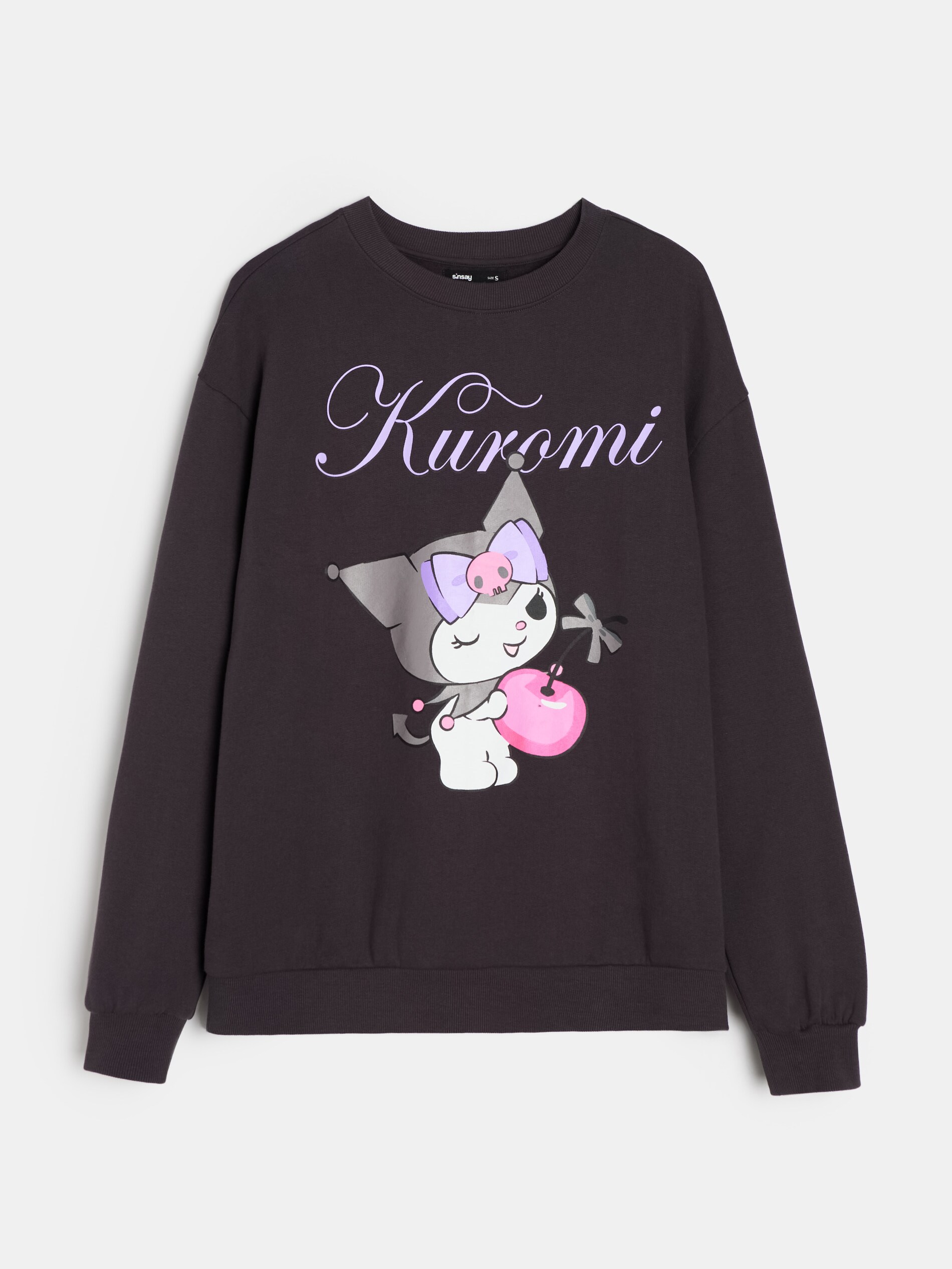 Sinsay - Μπλούζα με λαιμόκοψη crewneck Kuromi - σκουρο γκρι φωτογραφία