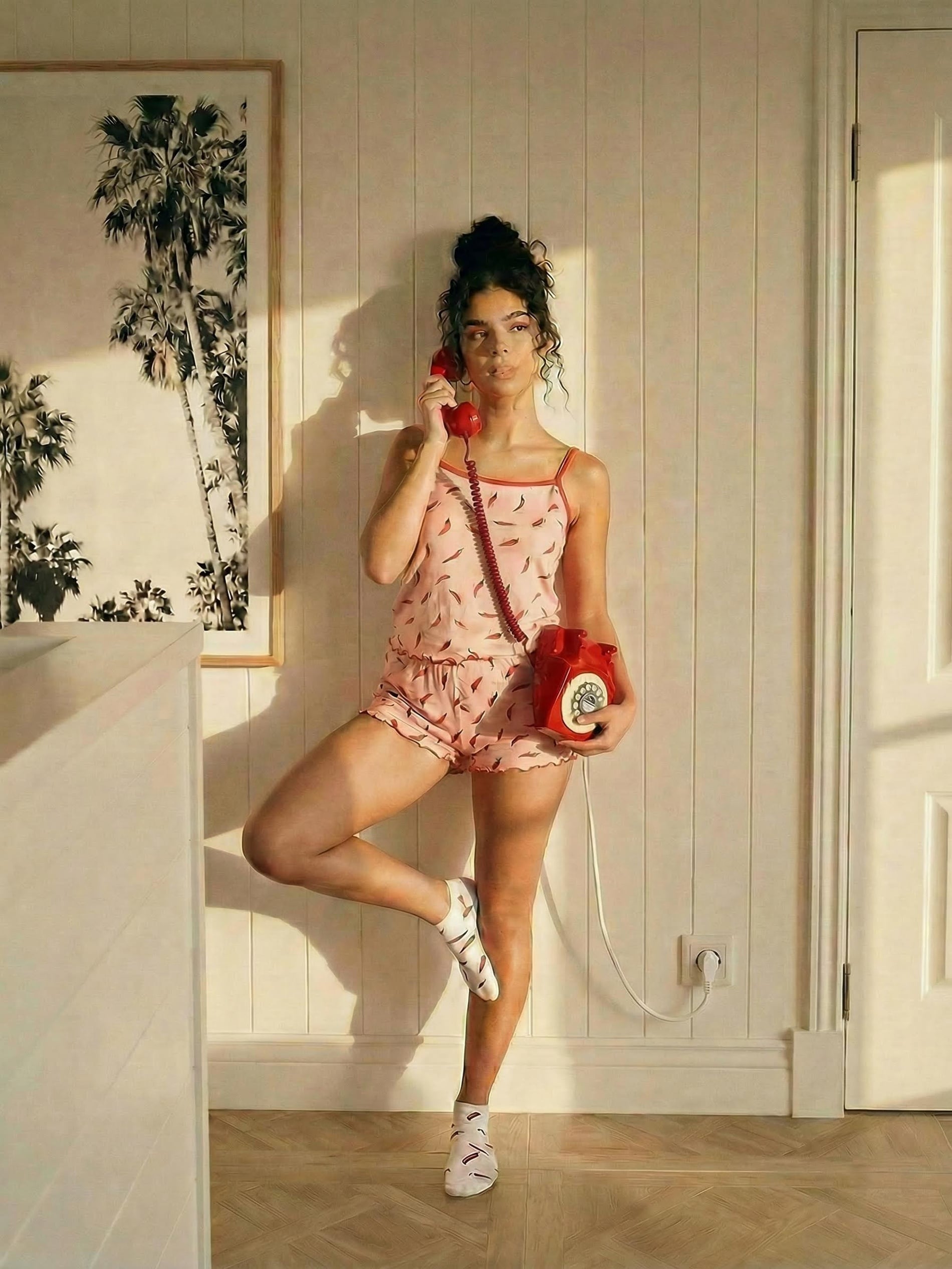 Sinsay - Piżama dwuczęściowa z nadrukiem papryczek - koralowy