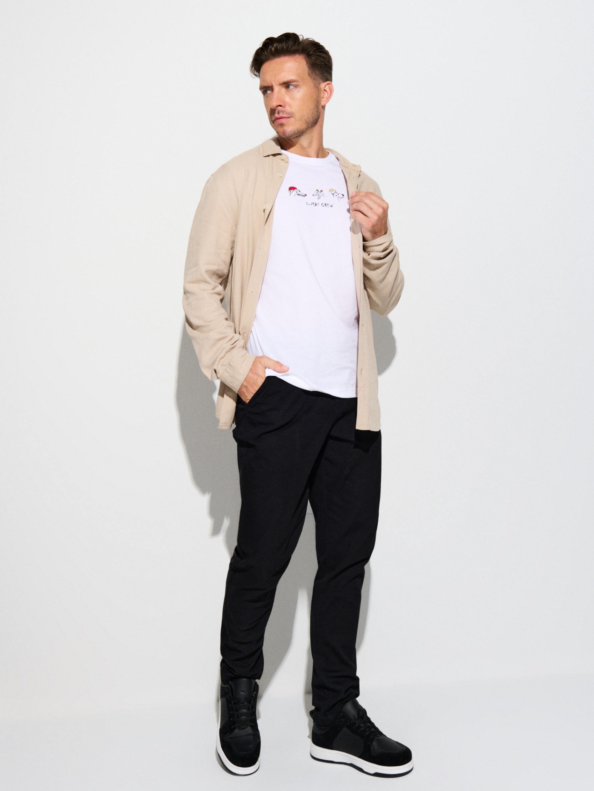 Sinsay - Κανονικό βαμβακερό t-shirt - λευκο φωτογραφία