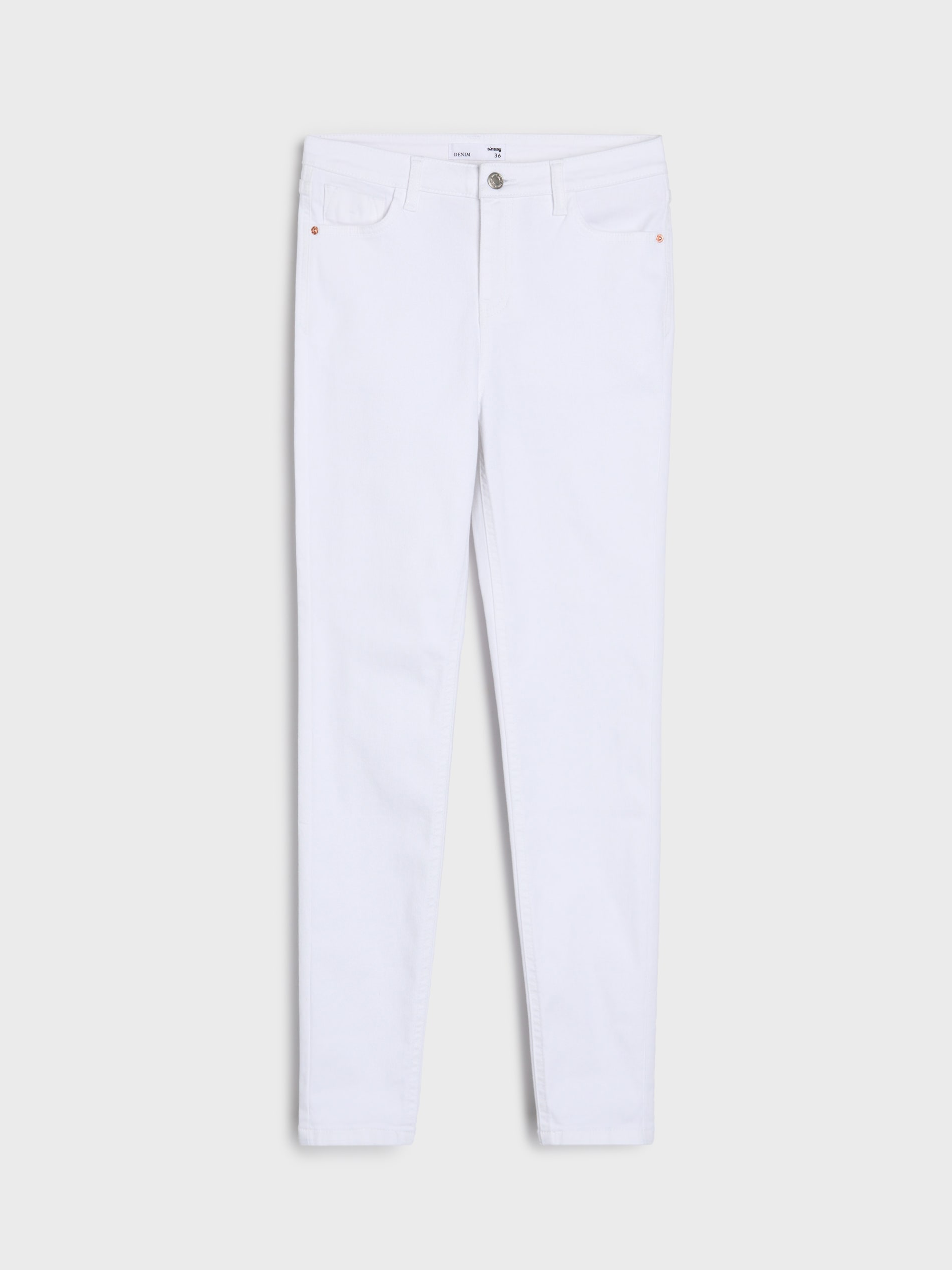 Sinsay - Jeansy skinny - biały