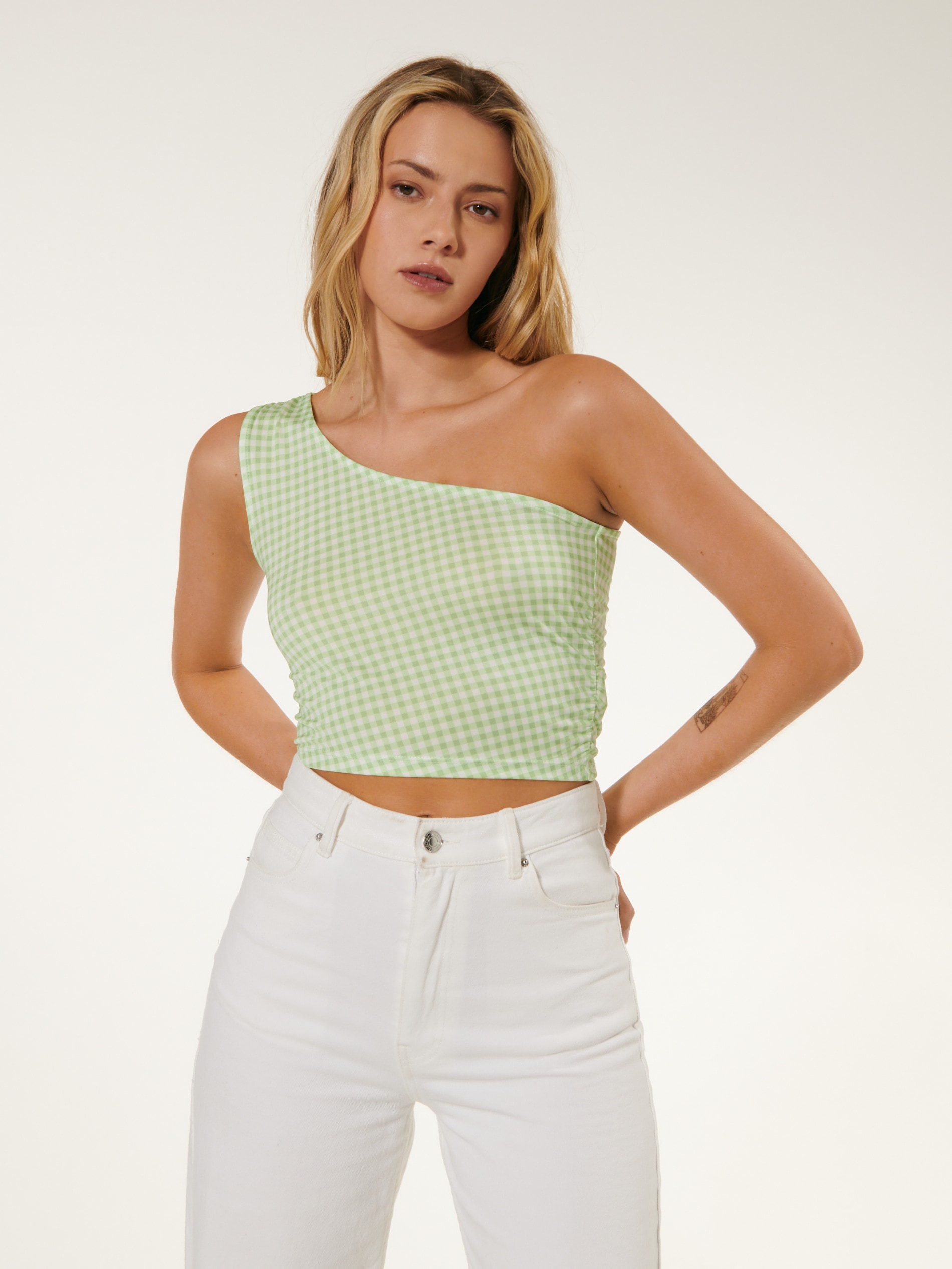 Sinsay - Crop top ze wzorem - zielony