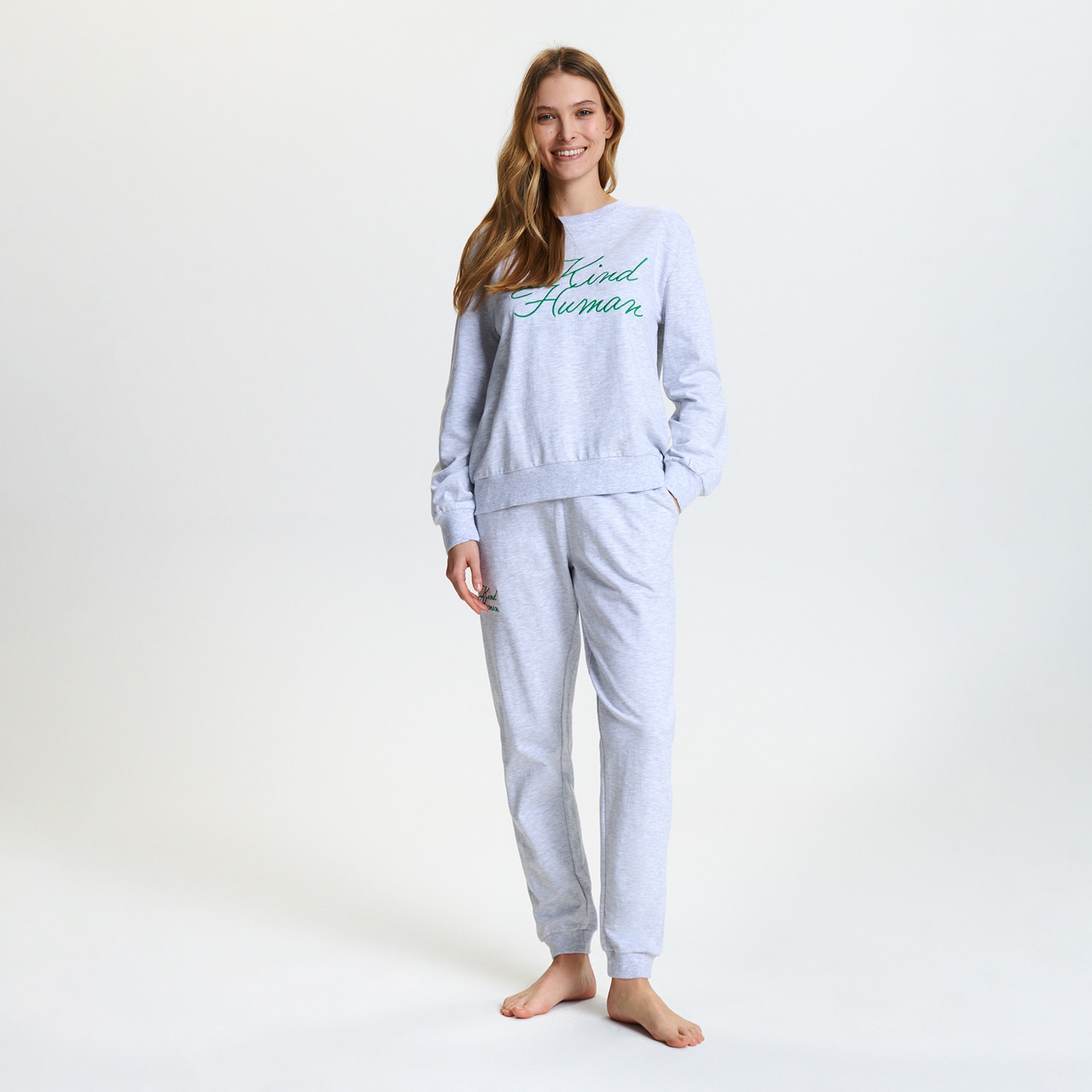 Levně Sinsay - Bavlněná pyžamová souprava - Světle šedá