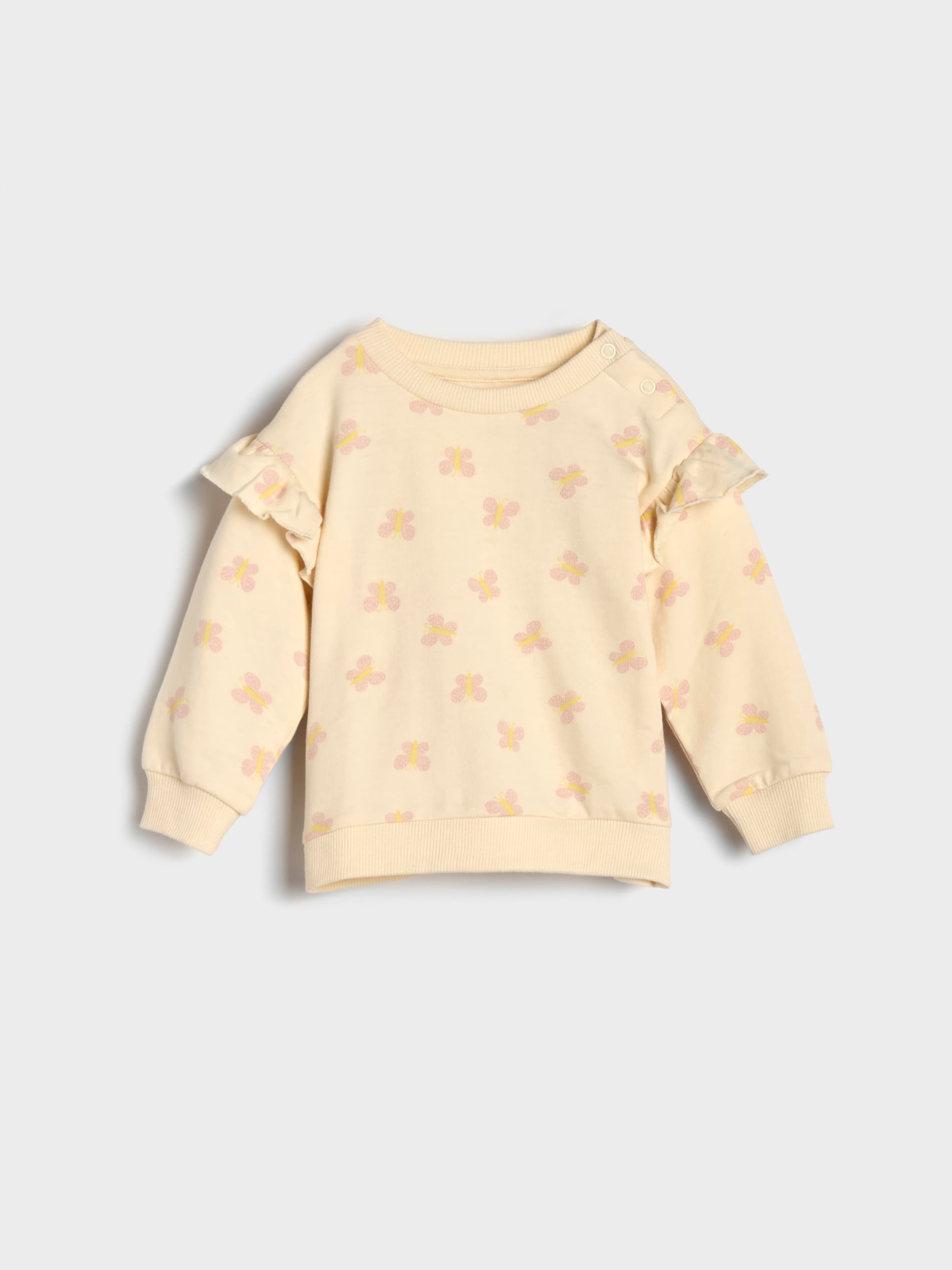 Sinsay - Bluza z ozobnymi falbanami - kremowy