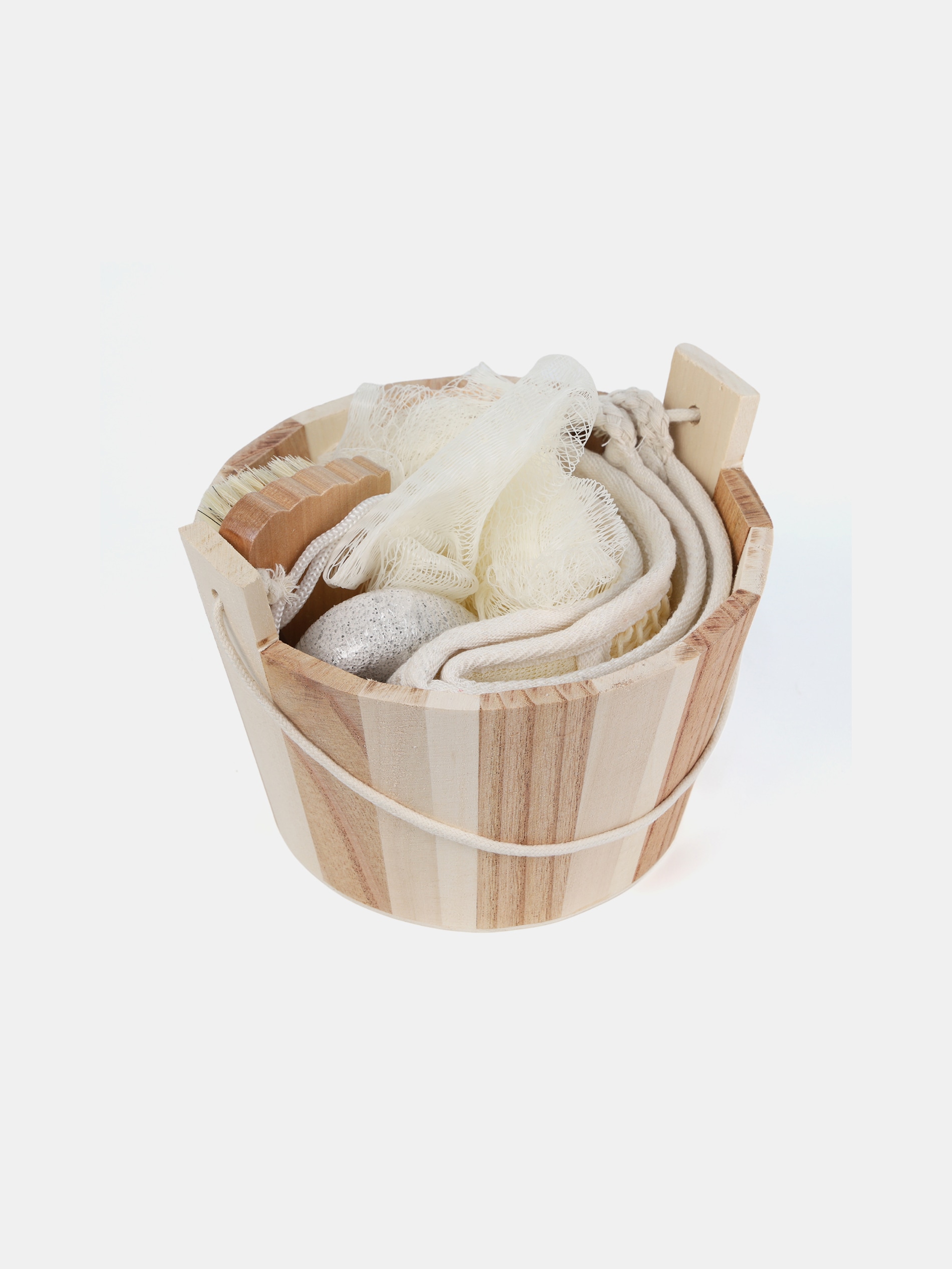 Sinsay - Σετ μπάνιου: βούρτσα σώματος, σφουγγάρι, ελαφρόπετρα και πετσέτα - μπεζ φωτογραφία