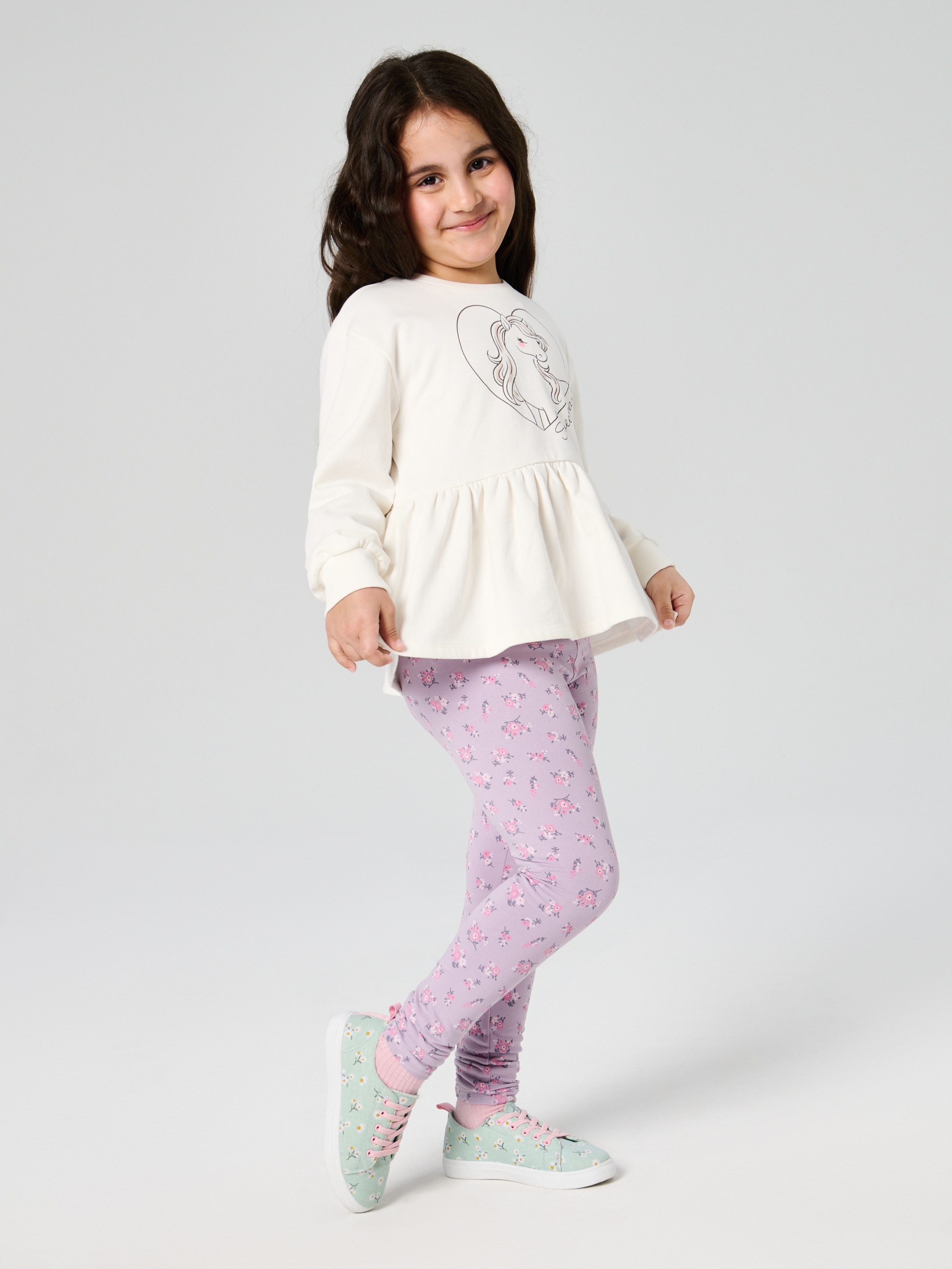 Sinsay - Legginsy we wzór kwiatowy - fioletowy