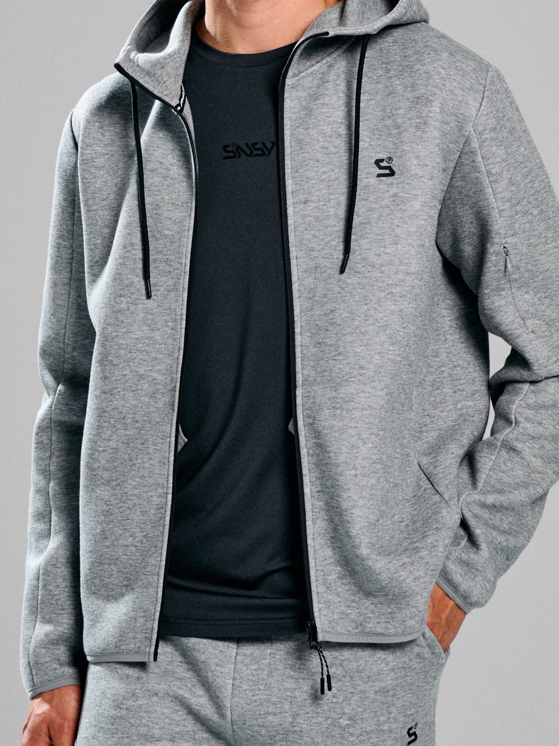 Sinsay - Bluza zip hoodie - szary
