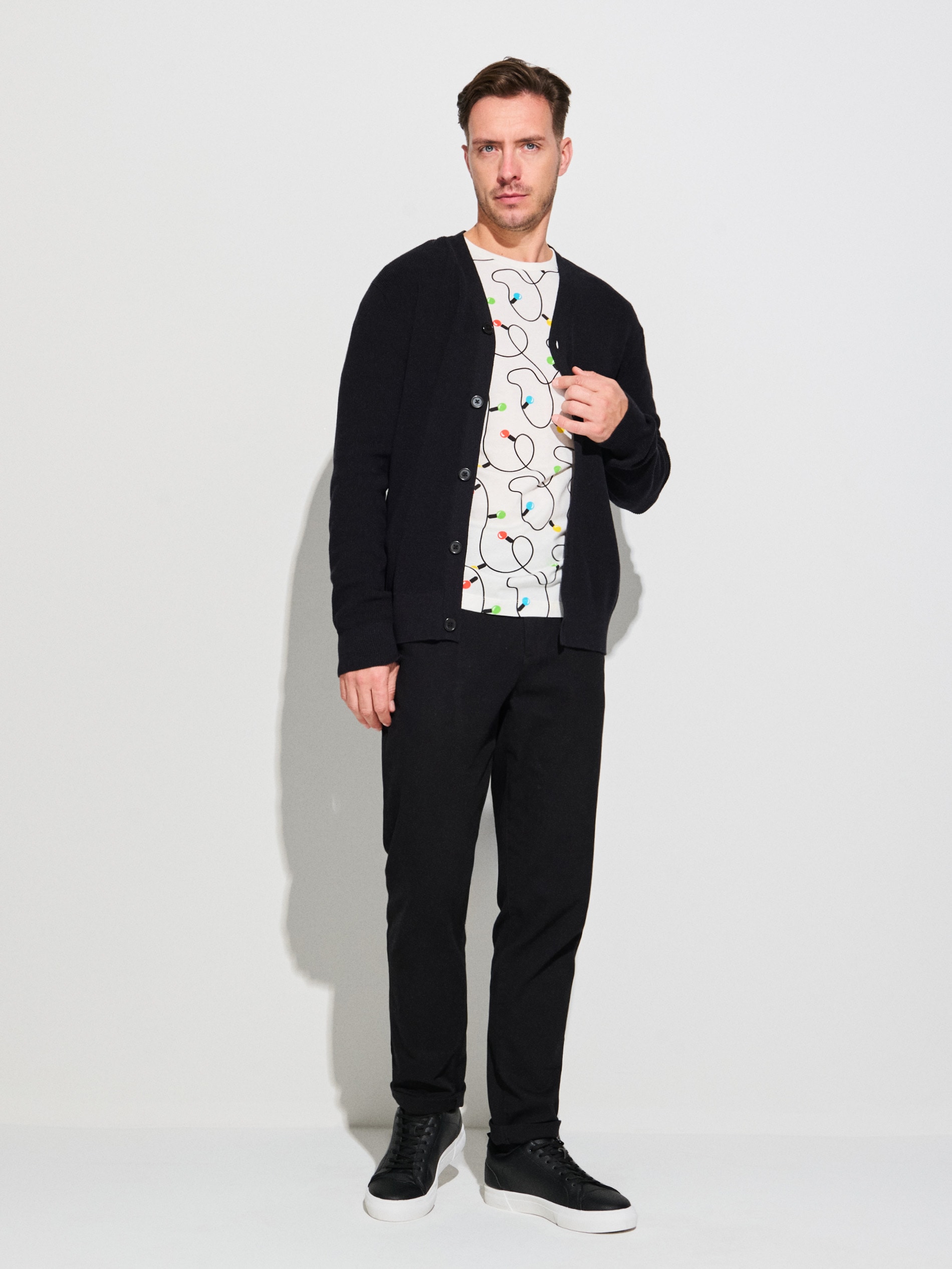 Sinsay - Μπλουζάκι με χριστουγεννιάτικο μοτίβο - κρεμ φωτογραφία