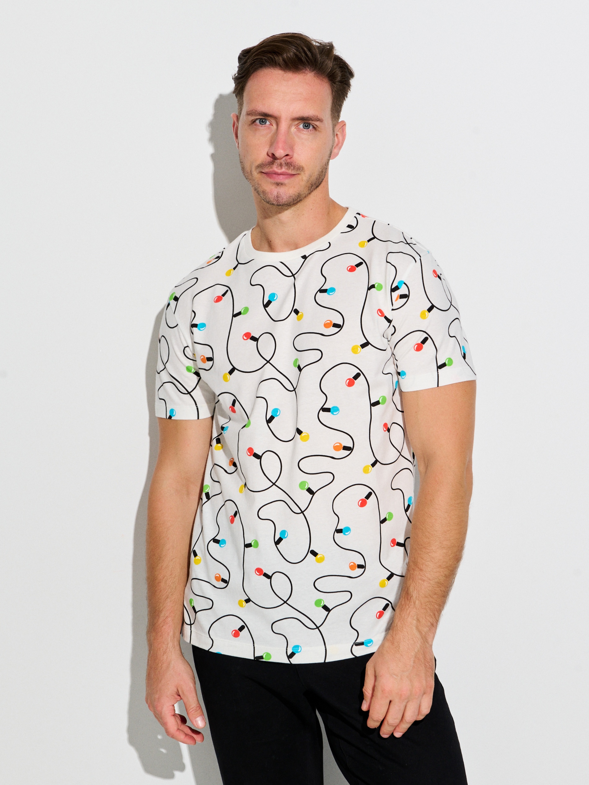 Sinsay - Μπλουζάκι με χριστουγεννιάτικο μοτίβο - κρεμ φωτογραφία