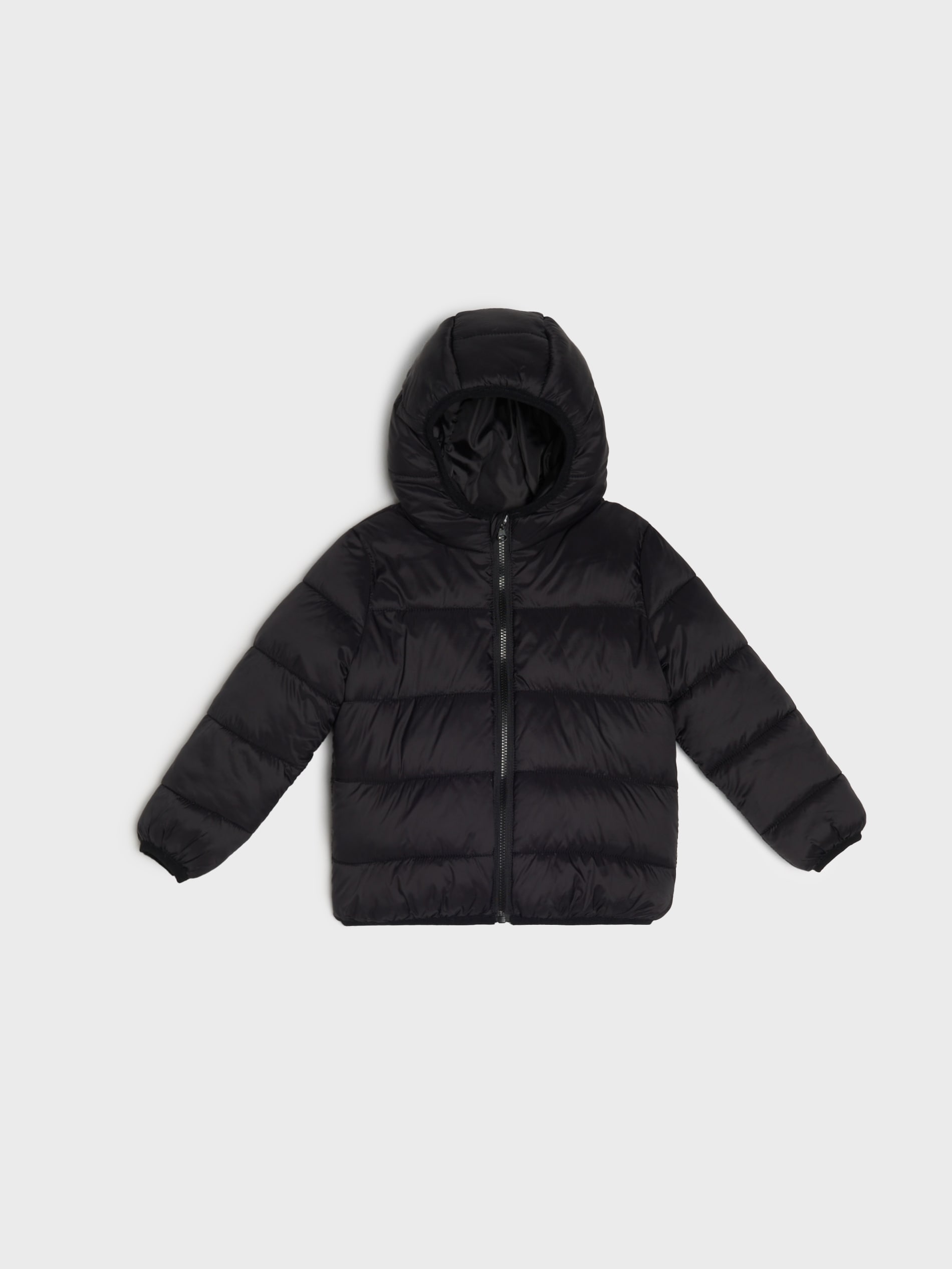 Sinsay - Pikowana kurtka z kapturem z lekkim ociepleniem - czarny