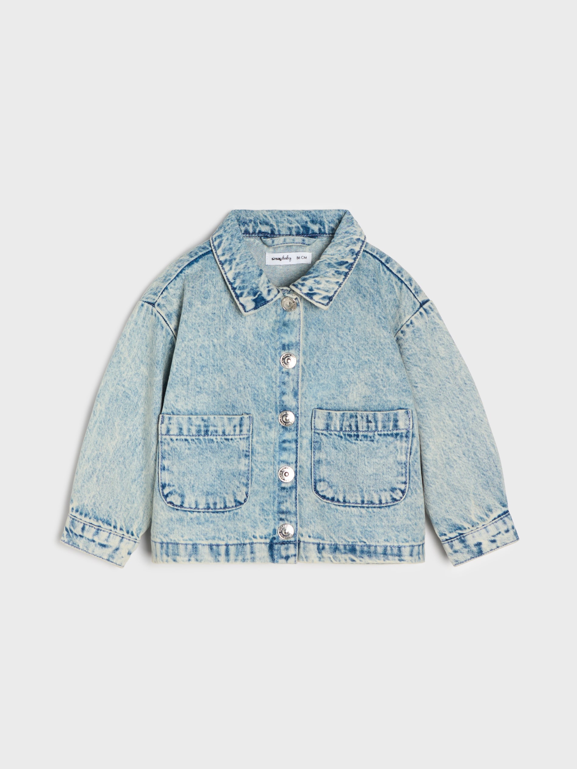 Sinsay - Kurtka koszulowa z efektem sprania - niebieski