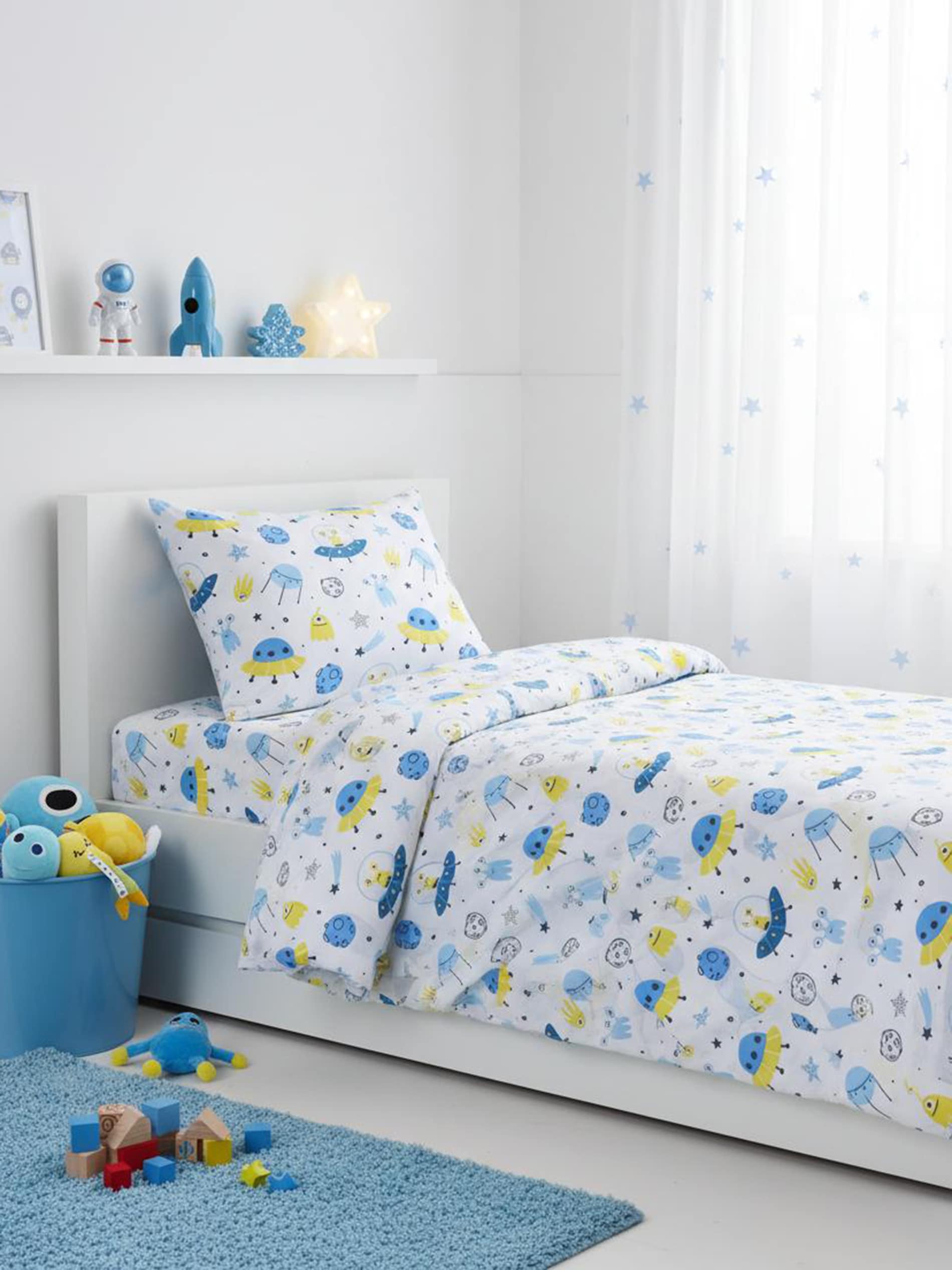 Sinsay - Komplet bawełnianej wzorzystej pościeli - błękitny