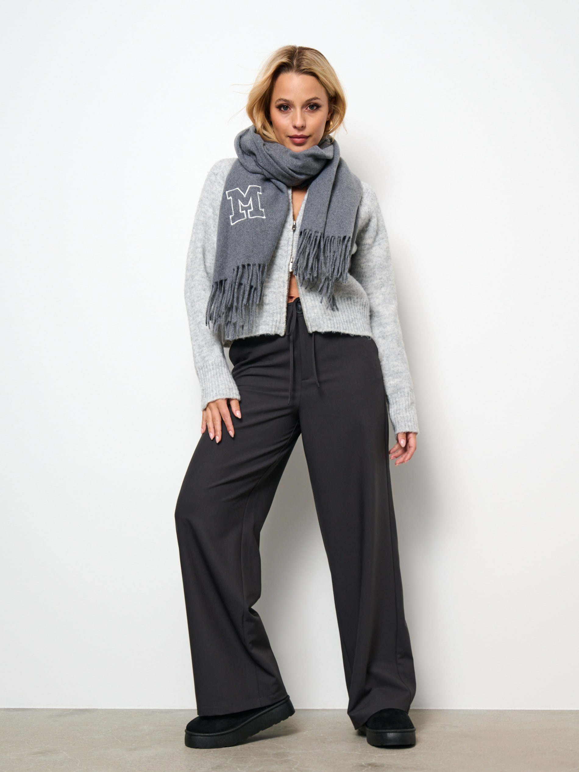 Sinsay - Wide Leg Pantalone - Antracit